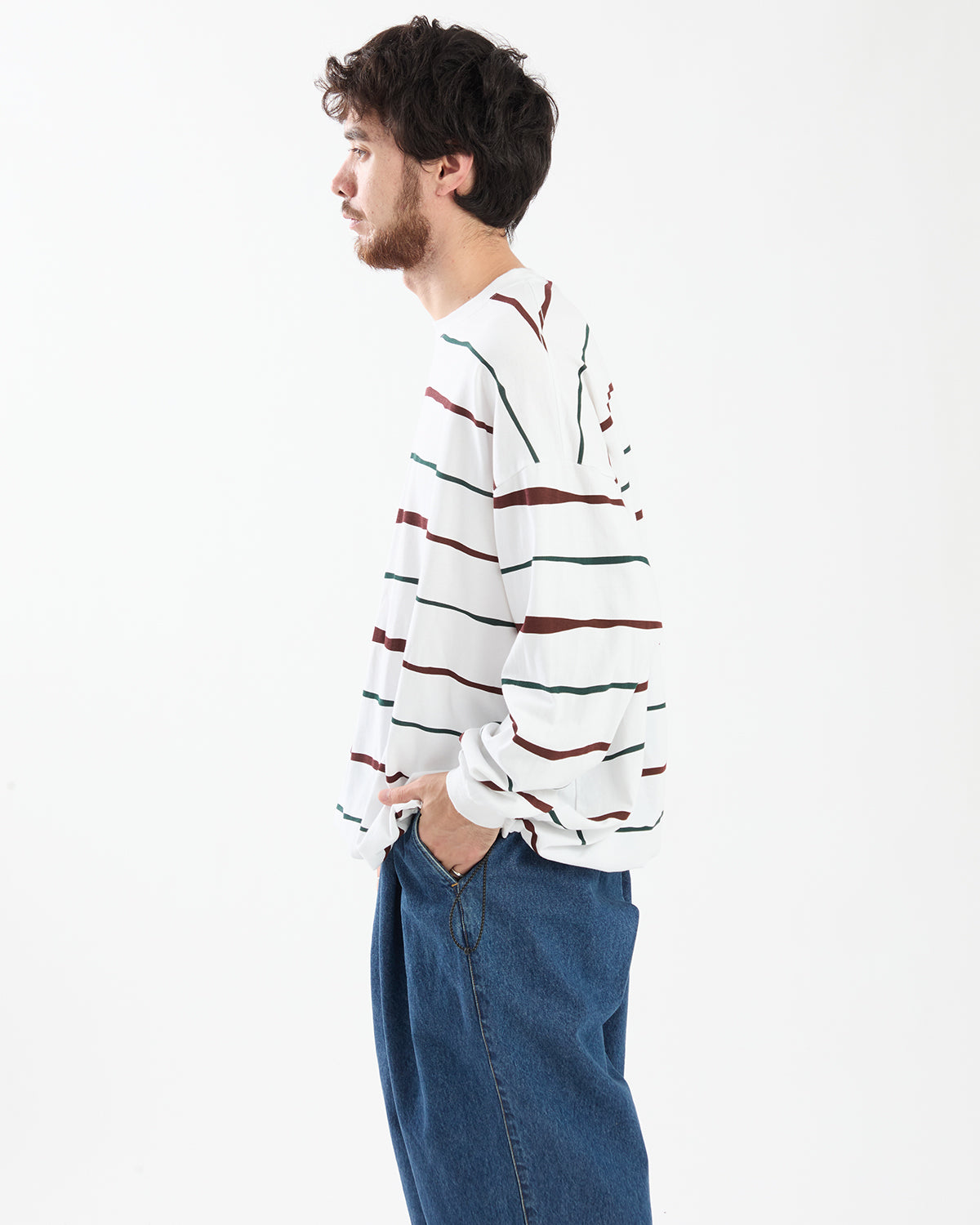 SUPER BIG STRIPE LS TEE (W/DRAWSTRINGS)