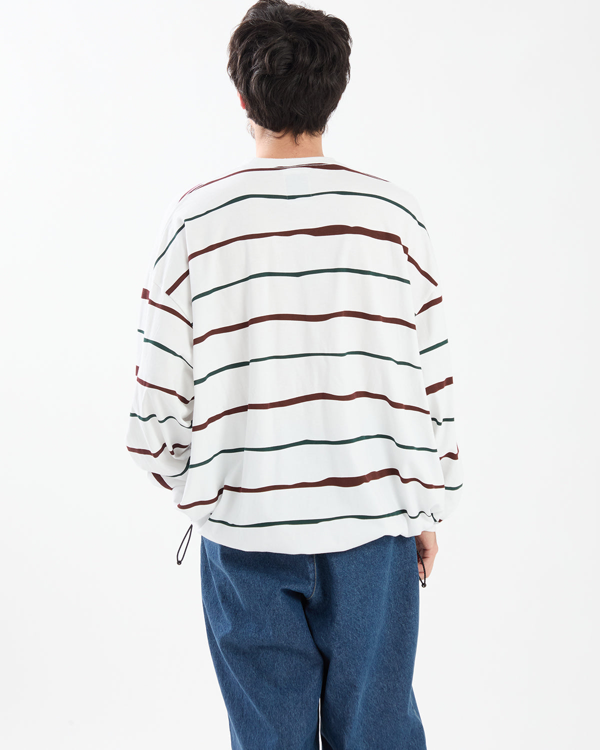 SUPER BIG STRIPE LS TEE (W/DRAWSTRINGS)