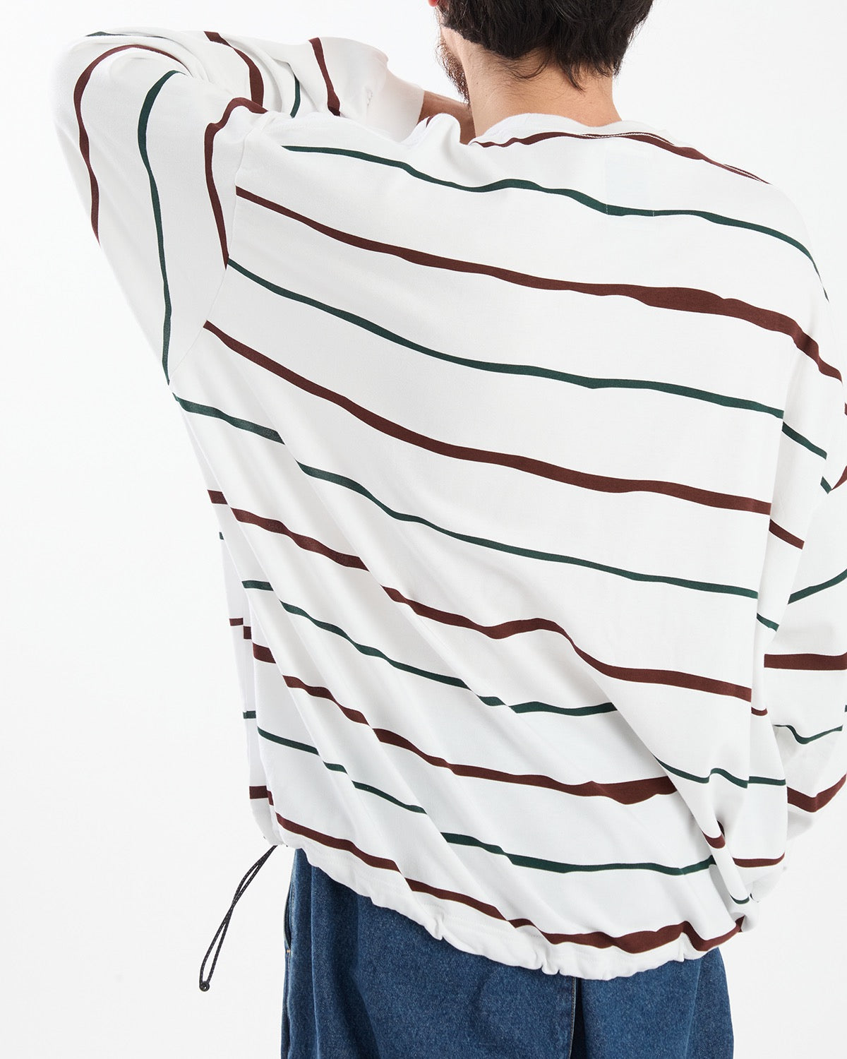 SUPER BIG STRIPE LS TEE (W/DRAWSTRINGS)