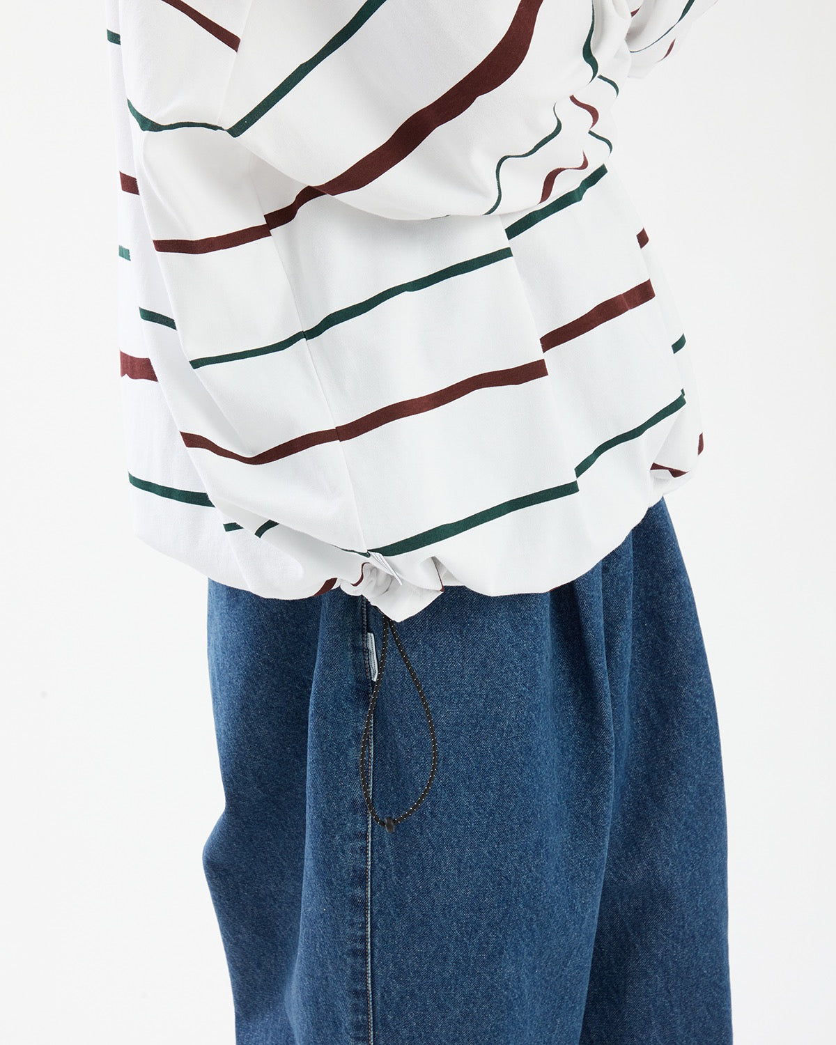 SUPER BIG STRIPE LS TEE (W/DRAWSTRINGS)