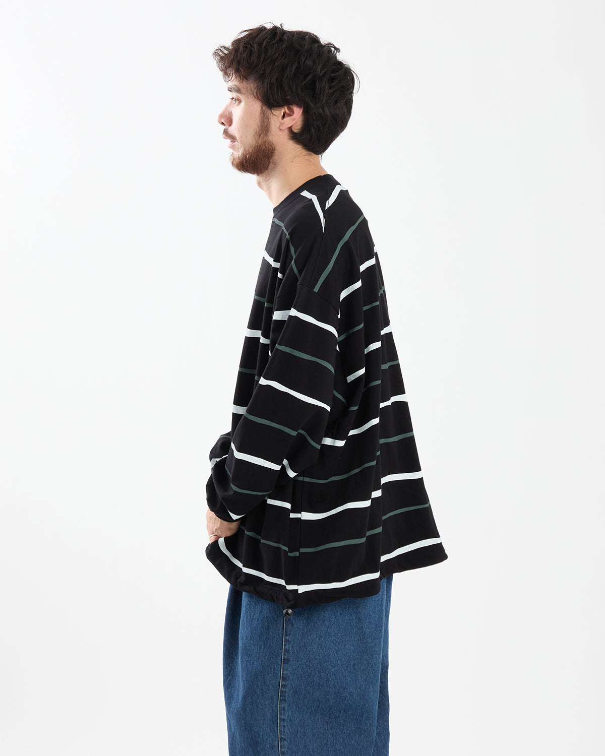 SUPER BIG STRIPE LS TEE (W/DRAWSTRINGS)