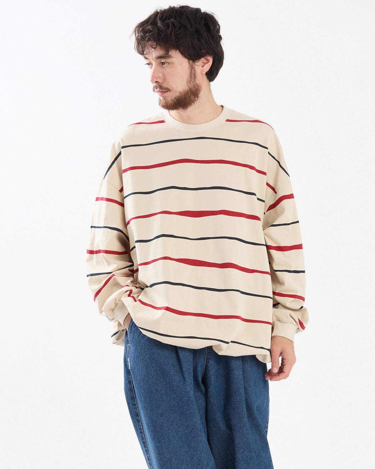 SUPER BIG STRIPE LS TEE (W/DRAWSTRINGS)