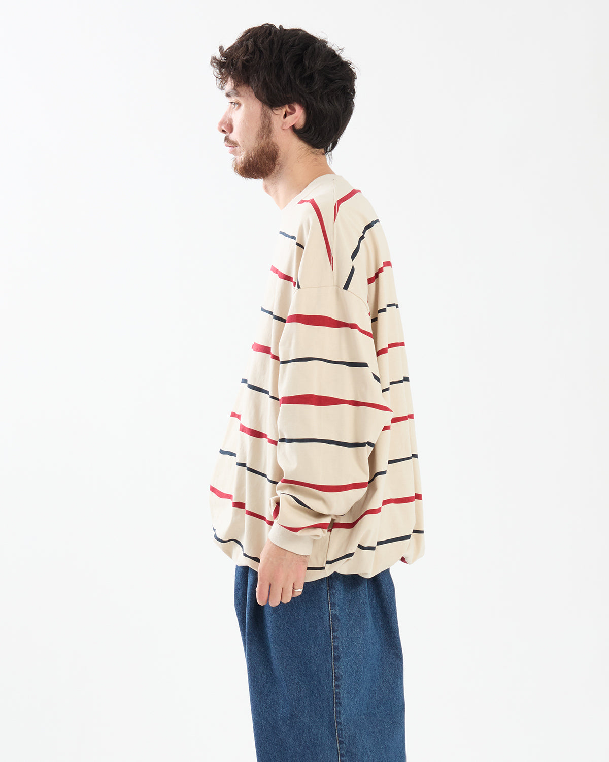 SUPER BIG STRIPE LS TEE (W/DRAWSTRINGS)