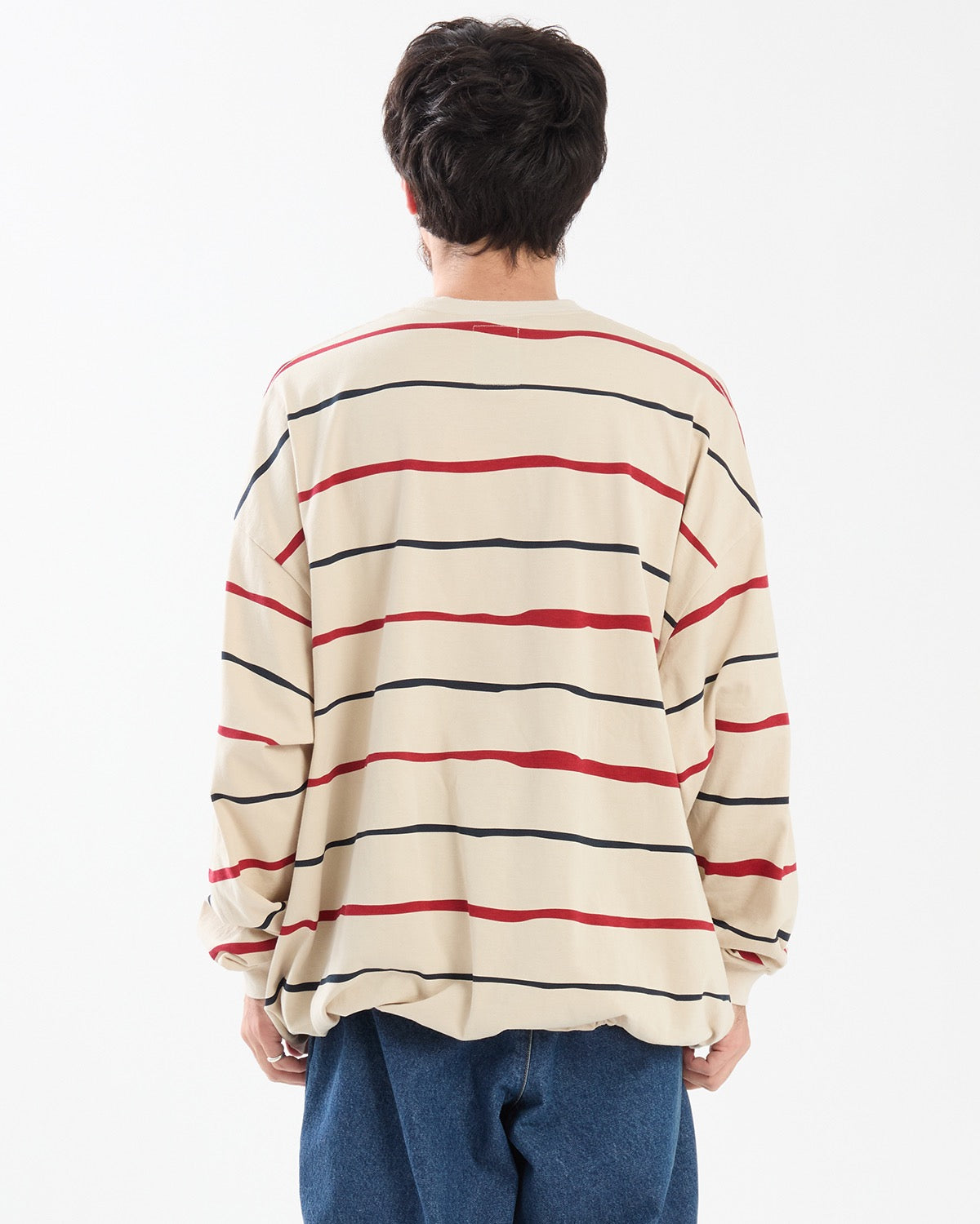 SUPER BIG STRIPE LS TEE (W/DRAWSTRINGS)