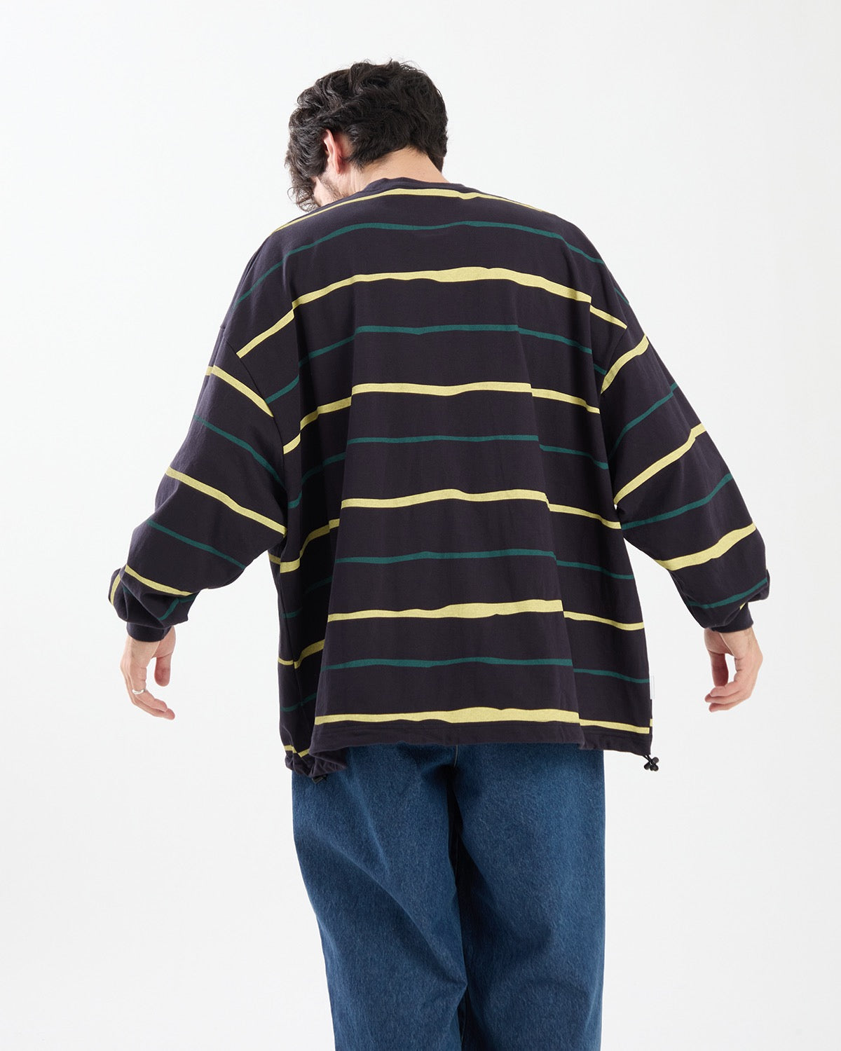 SUPER BIG STRIPE LS TEE (W/DRAWSTRINGS)