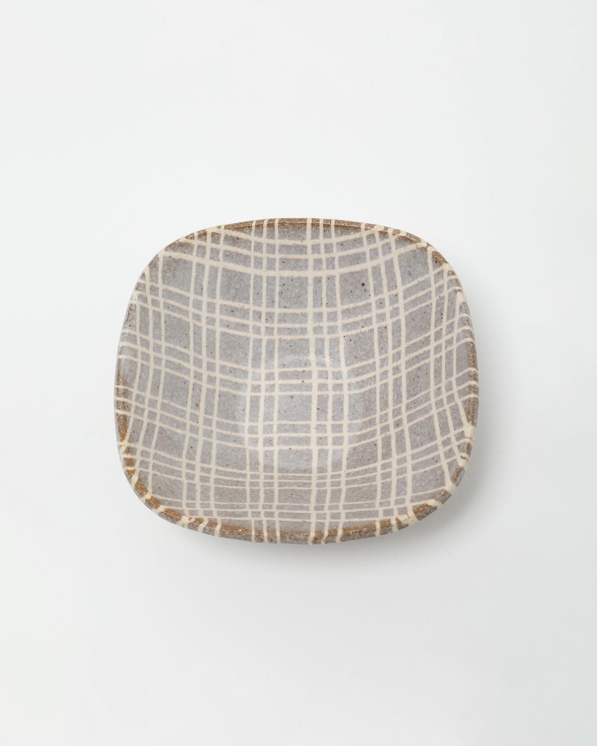 SQUARE BOWL - CHECK BROWN