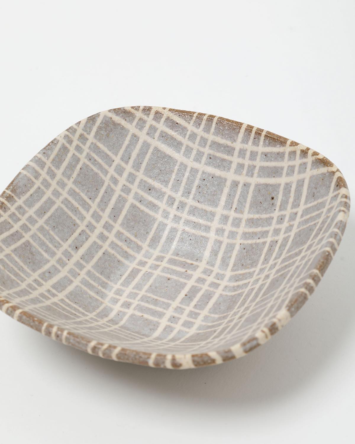 SQUARE BOWL - CHECK BROWN