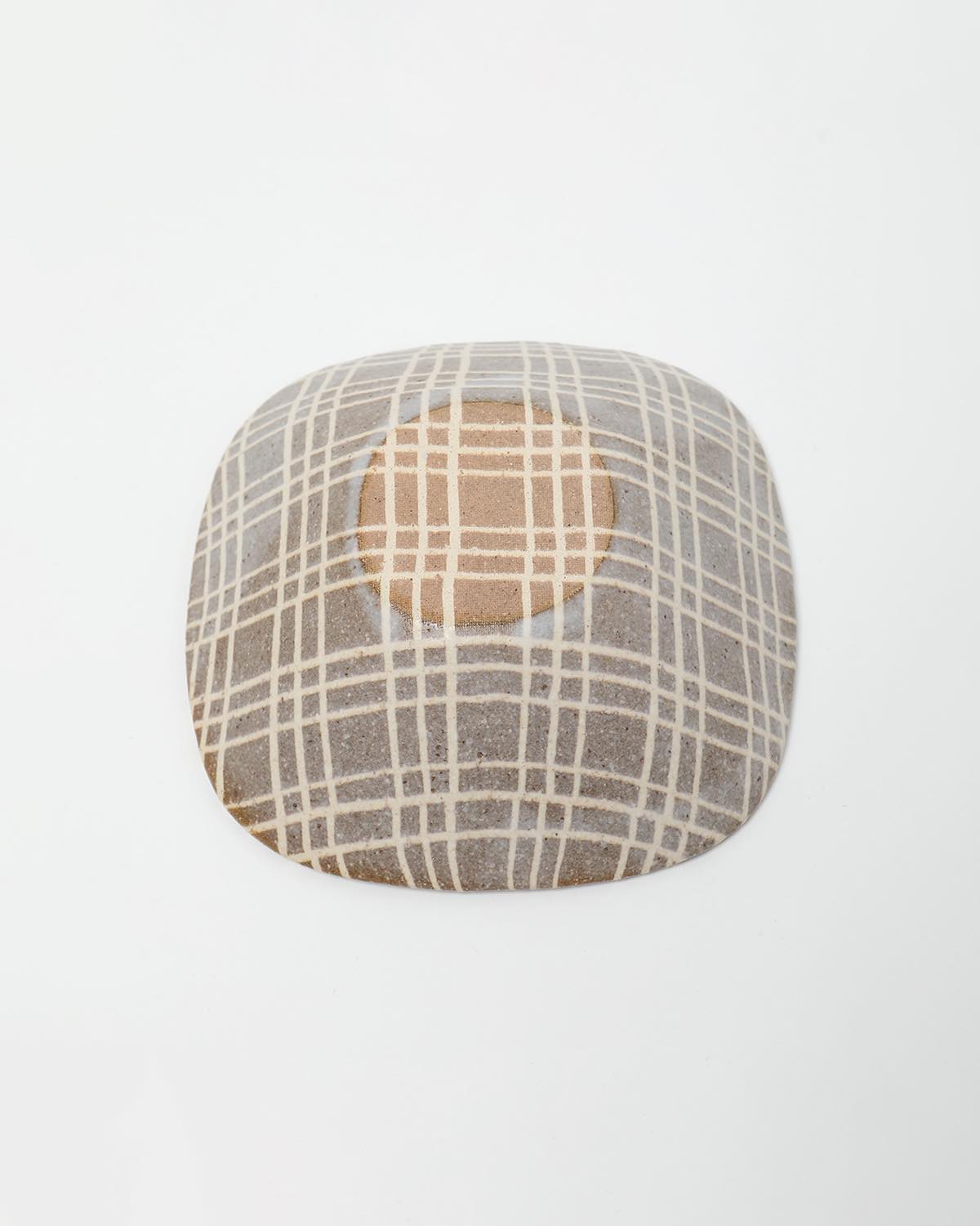 SQUARE BOWL - CHECK BROWN