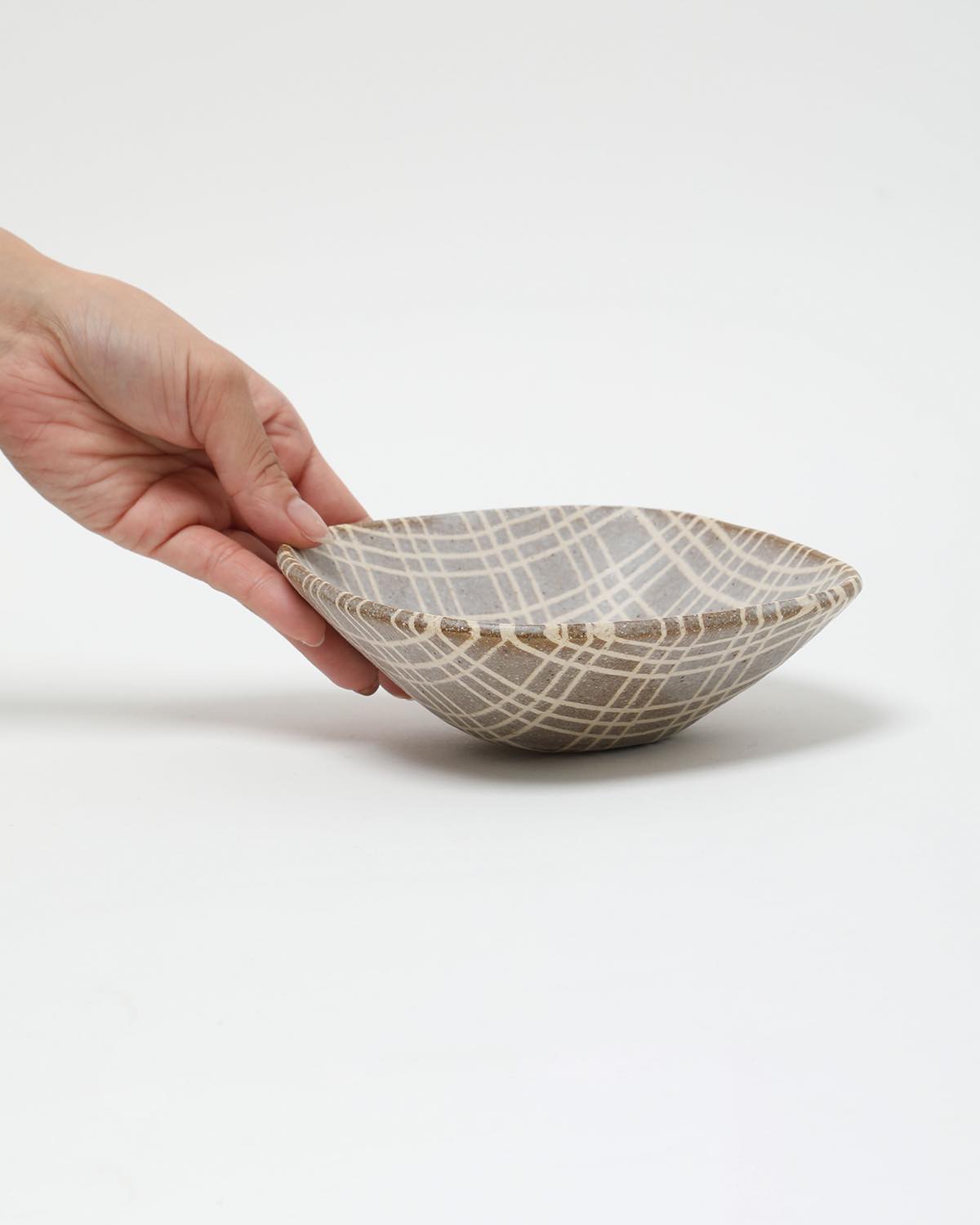 SQUARE BOWL - CHECK BROWN