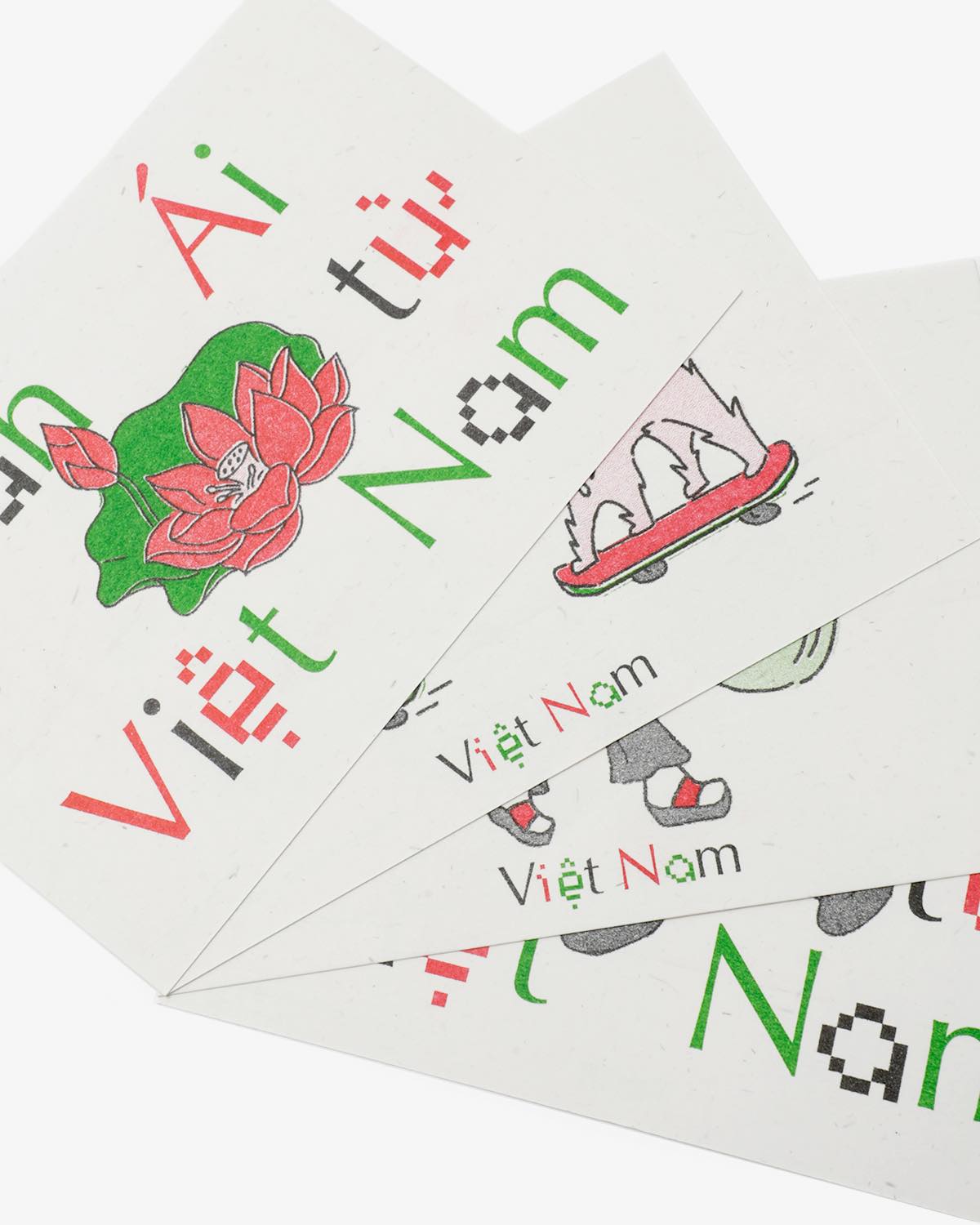 VIETNAM RISOGRAPH POSTCARD SET (4pcs) / ILLUSTRATION by Tùng Anh