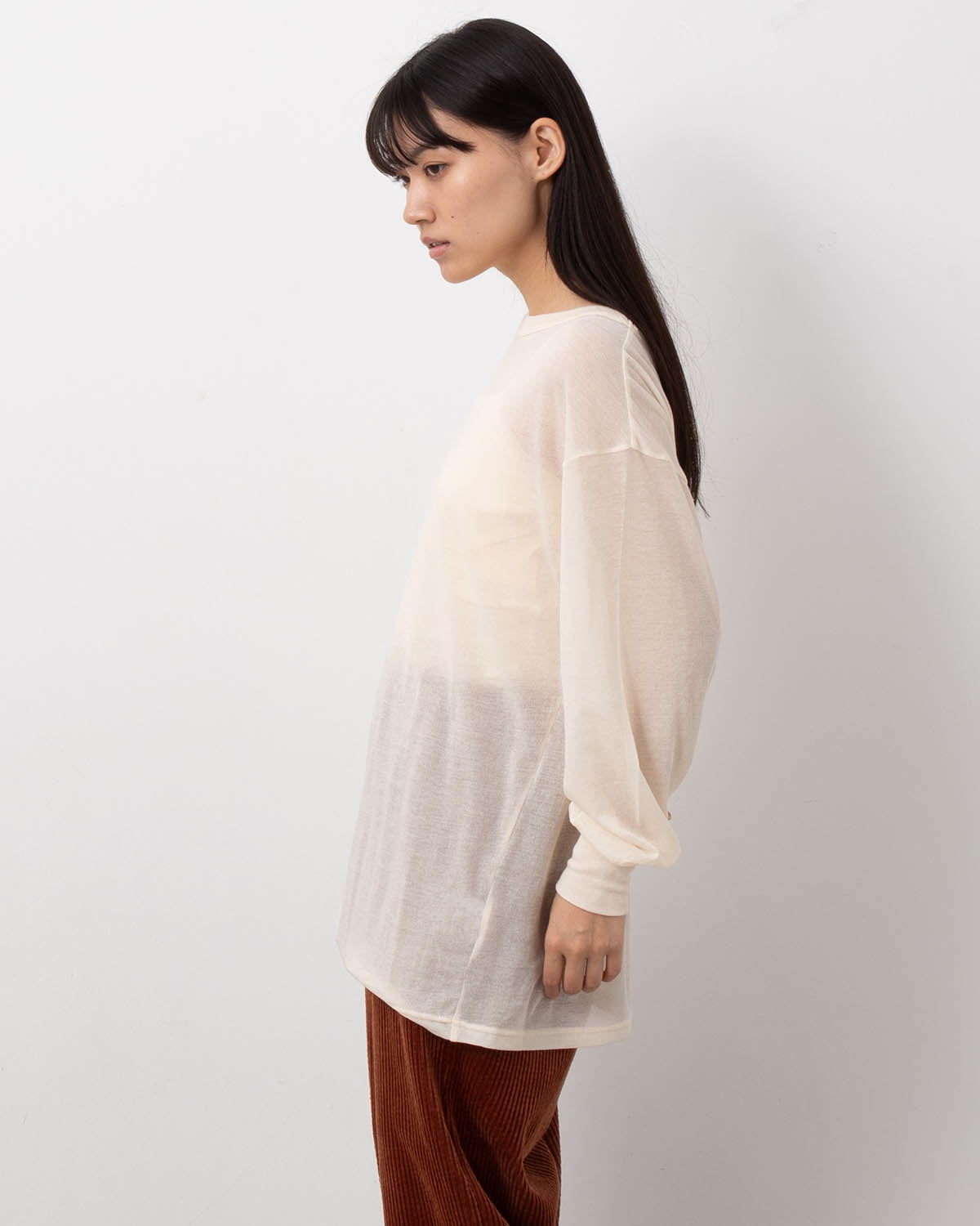 SHEER GEORGETTE COTTON CREWNECK PULLOVER