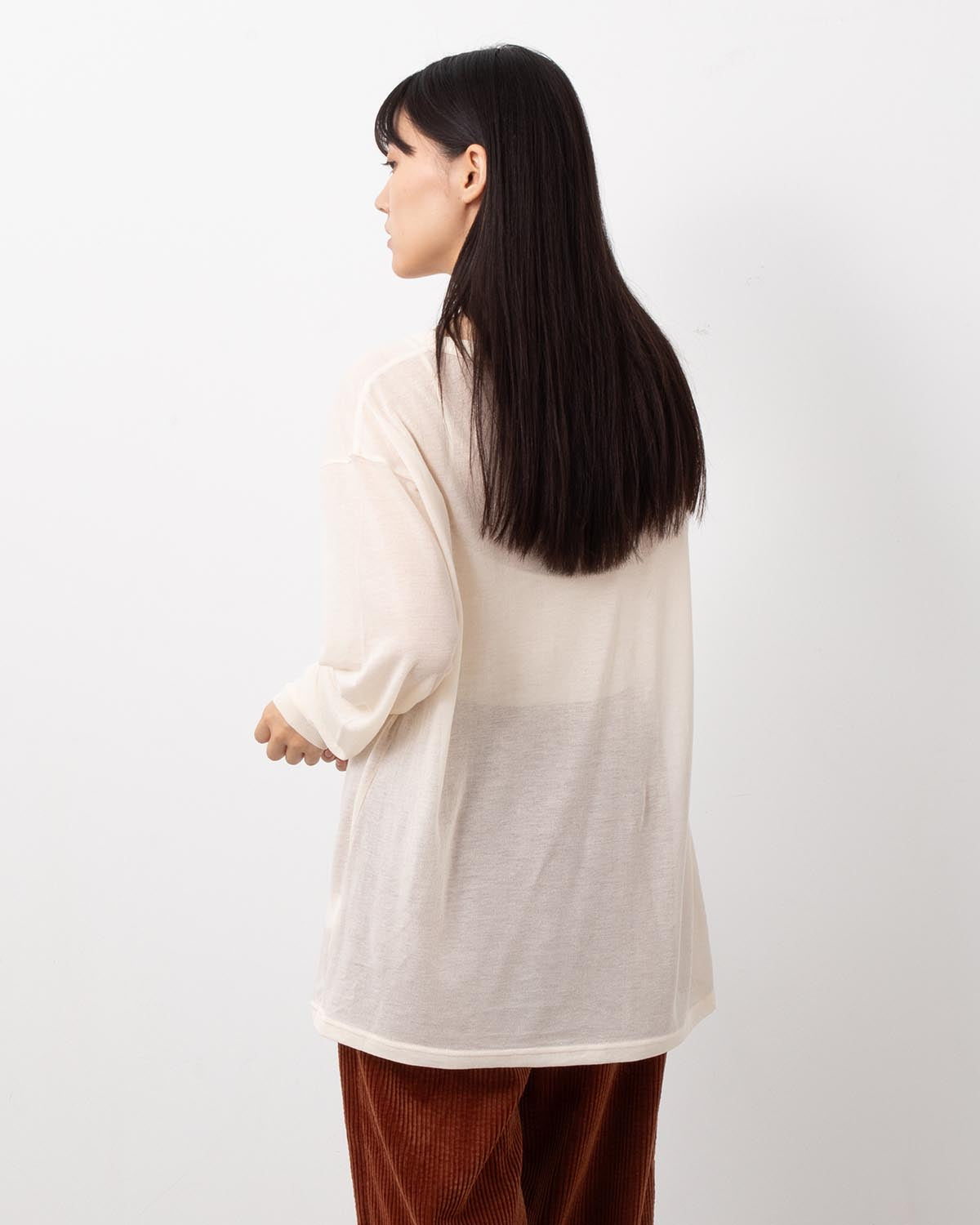 SHEER GEORGETTE COTTON CREWNECK PULLOVER