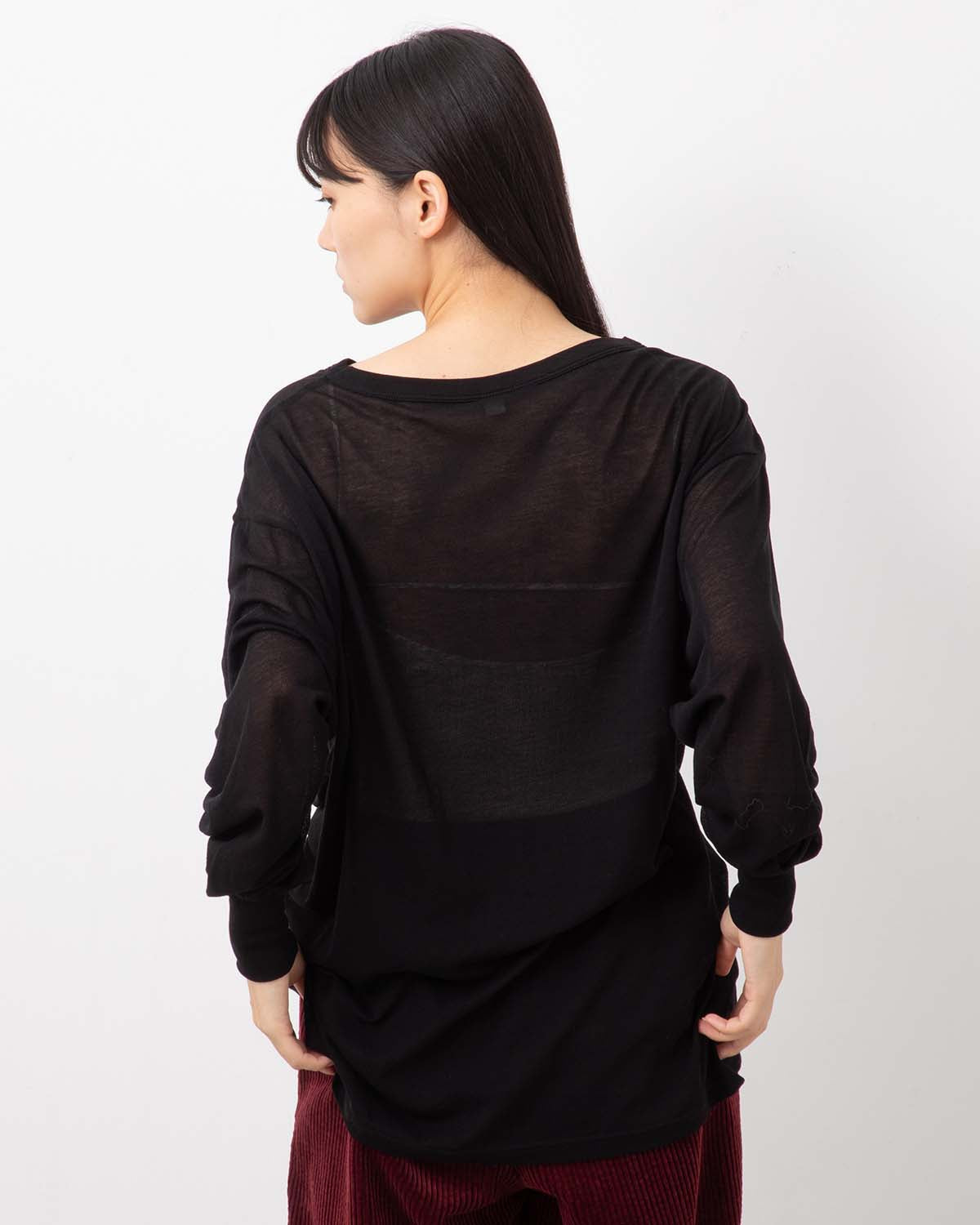 SHEER GEORGETTE COTTON CREWNECK PULLOVER