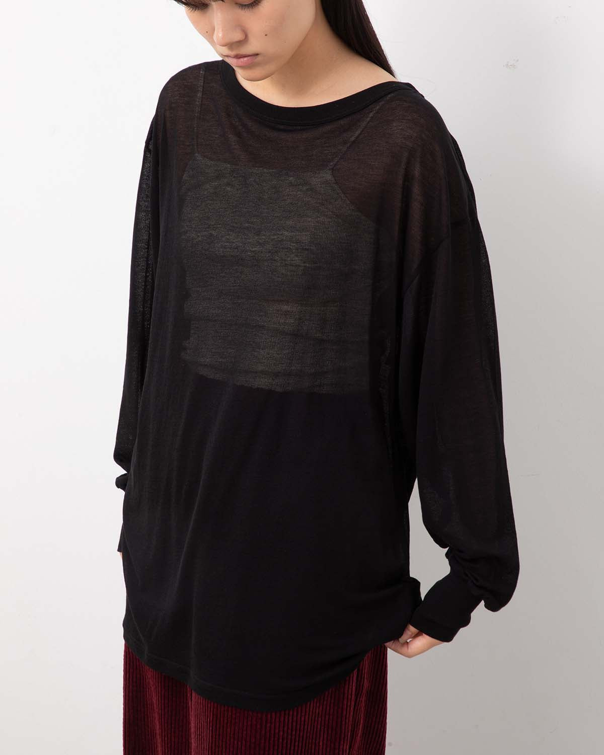 SHEER GEORGETTE COTTON CREWNECK PULLOVER