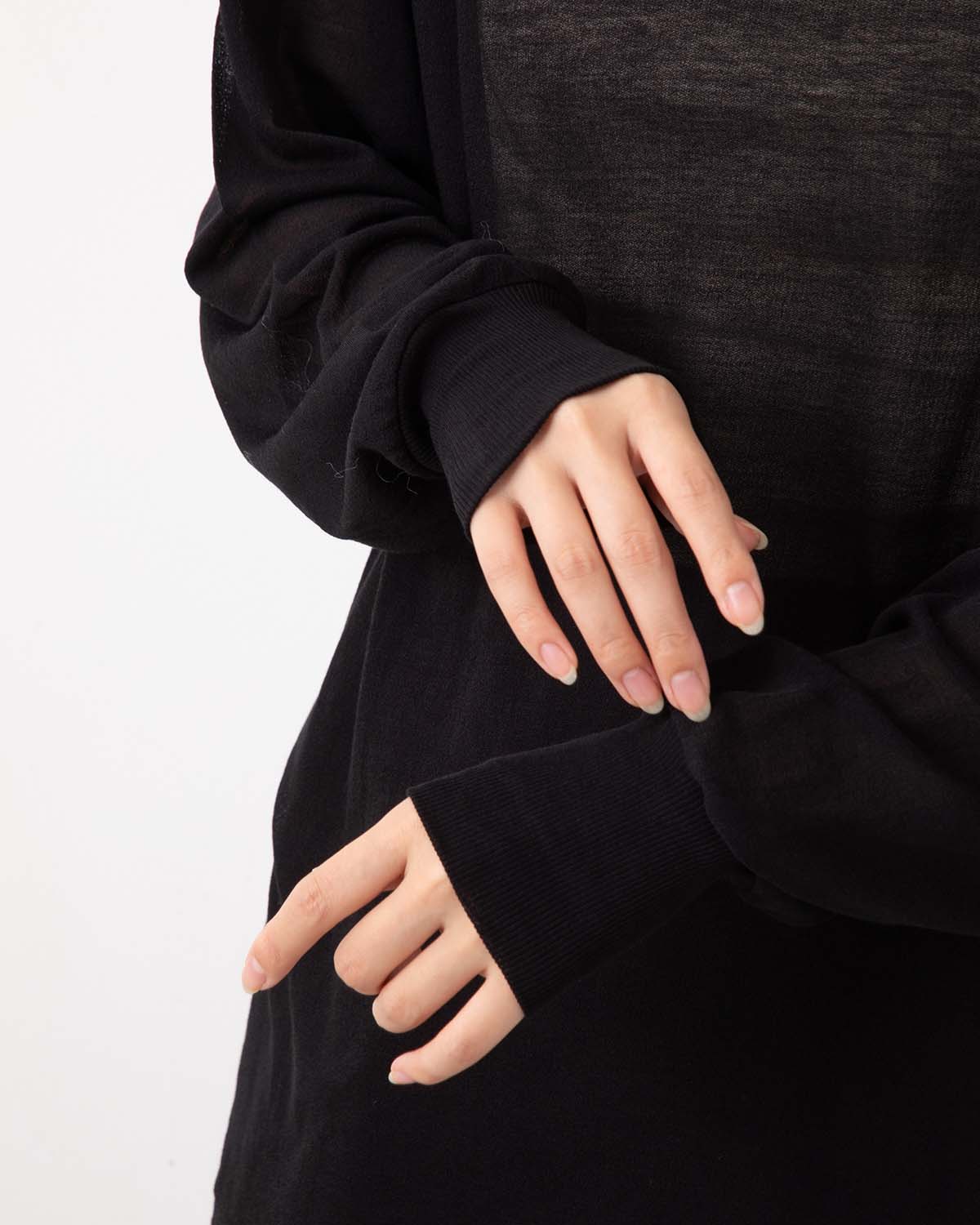 SHEER GEORGETTE COTTON CREWNECK PULLOVER