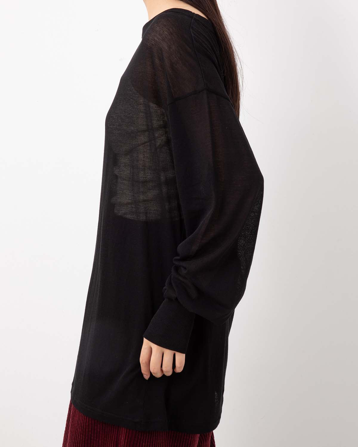 SHEER GEORGETTE COTTON CREWNECK PULLOVER