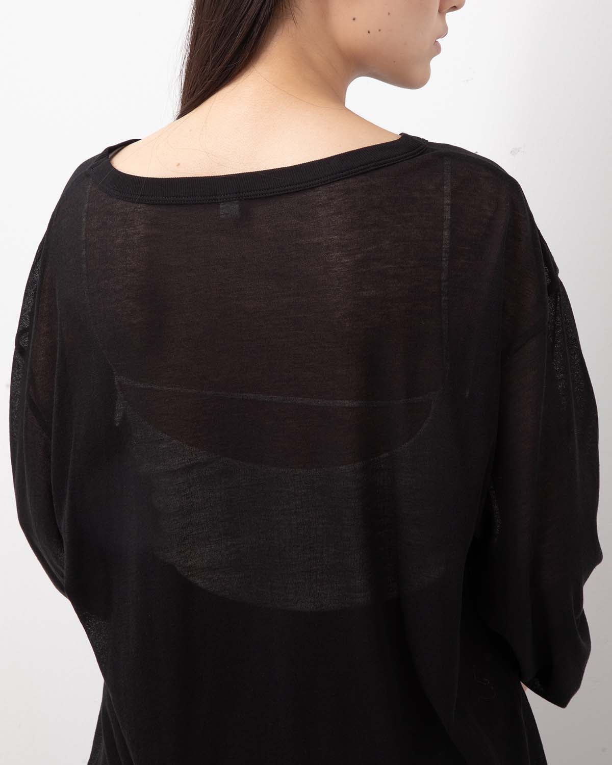 SHEER GEORGETTE COTTON CREWNECK PULLOVER
