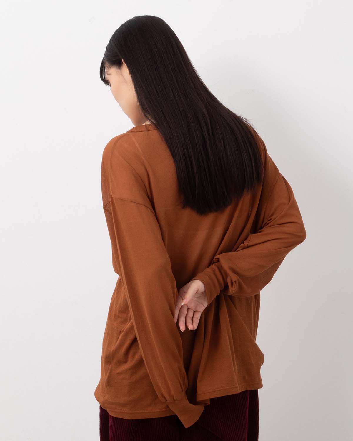 SHEER GEORGETTE COTTON CREWNECK PULLOVER