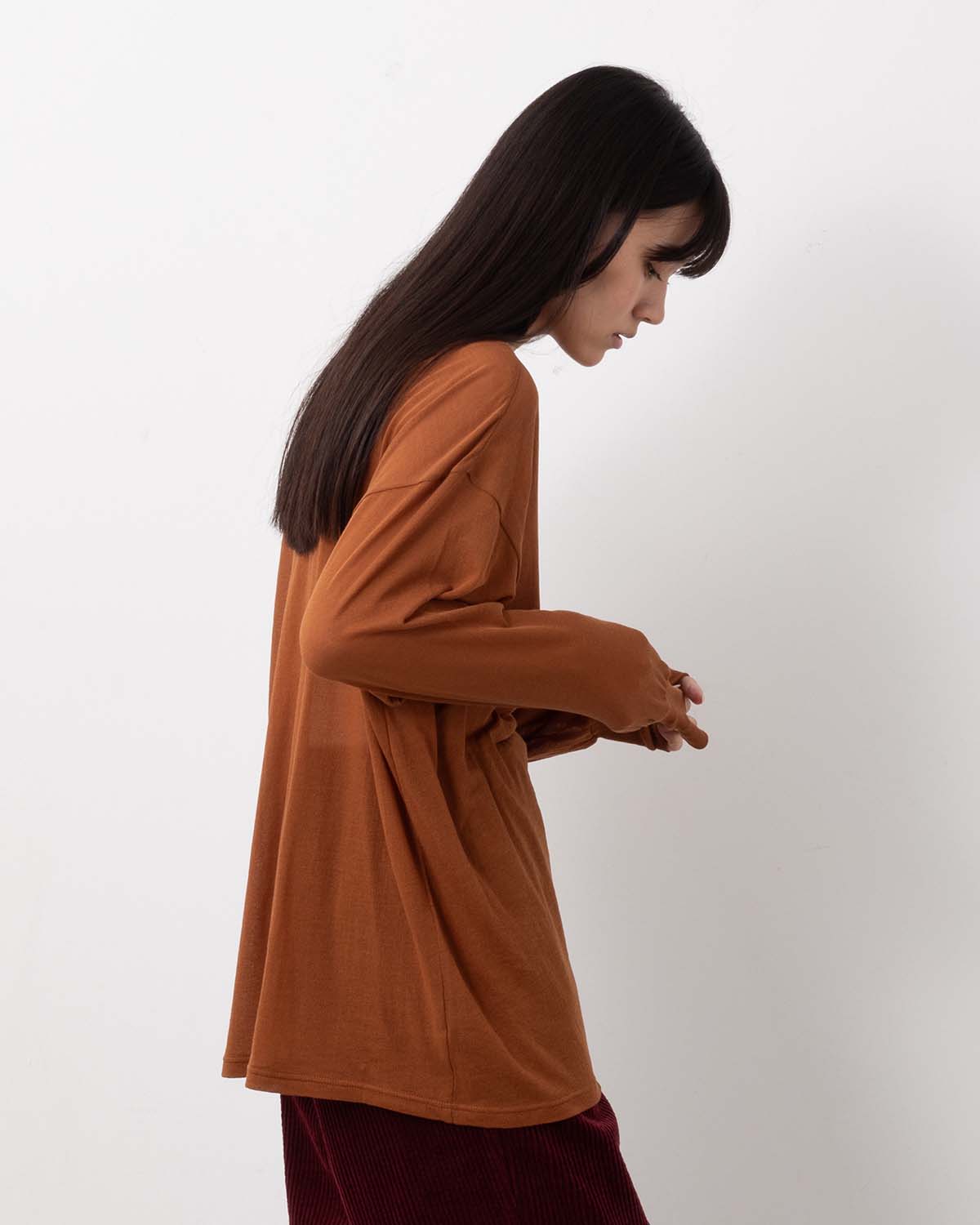 SHEER GEORGETTE COTTON CREWNECK PULLOVER