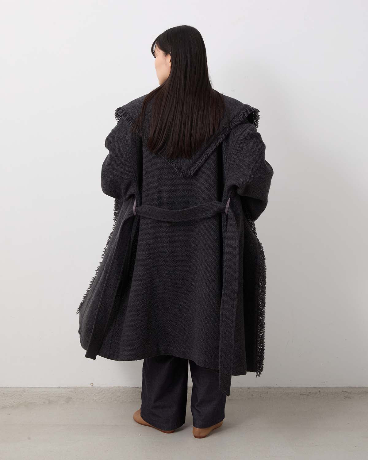 WOOL HAIRLINE ROBE COAT