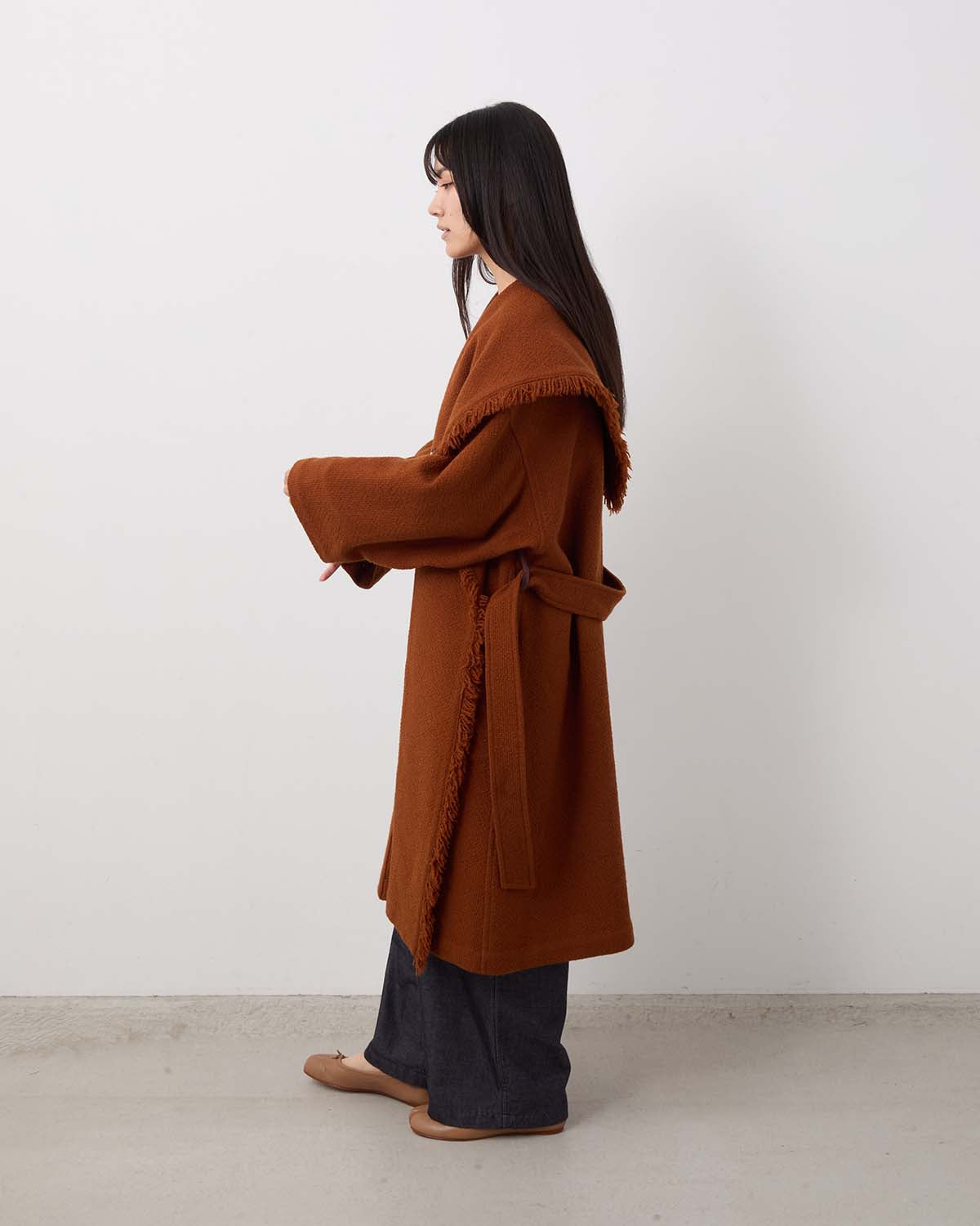 WOOL HAIRLINE ROBE COAT