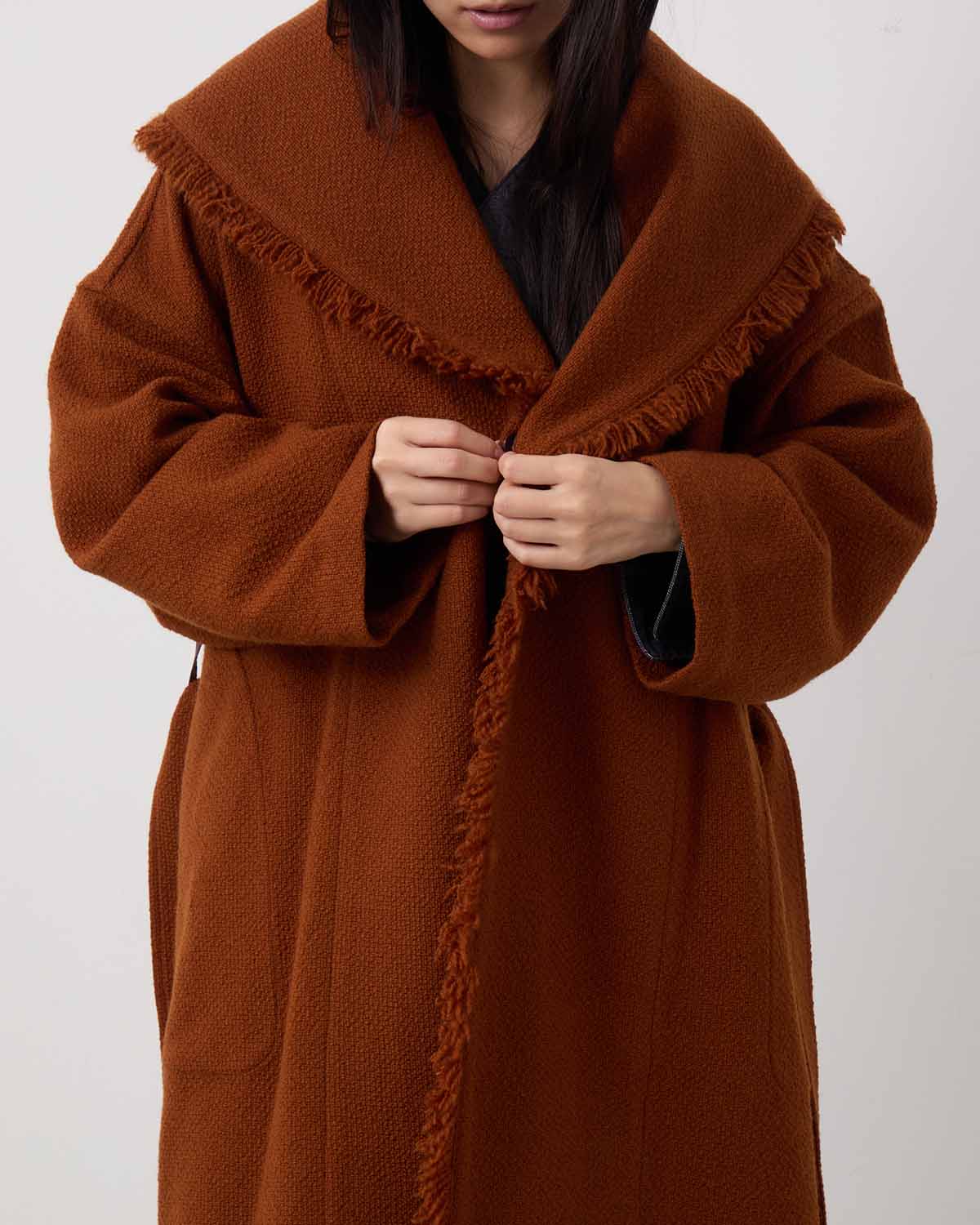 WOOL HAIRLINE ROBE COAT