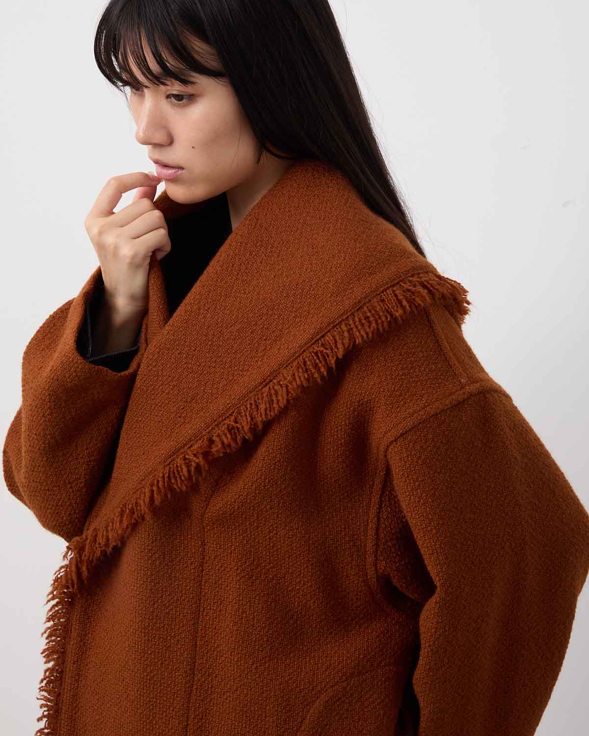 WOOL HAIRLINE ROBE COAT