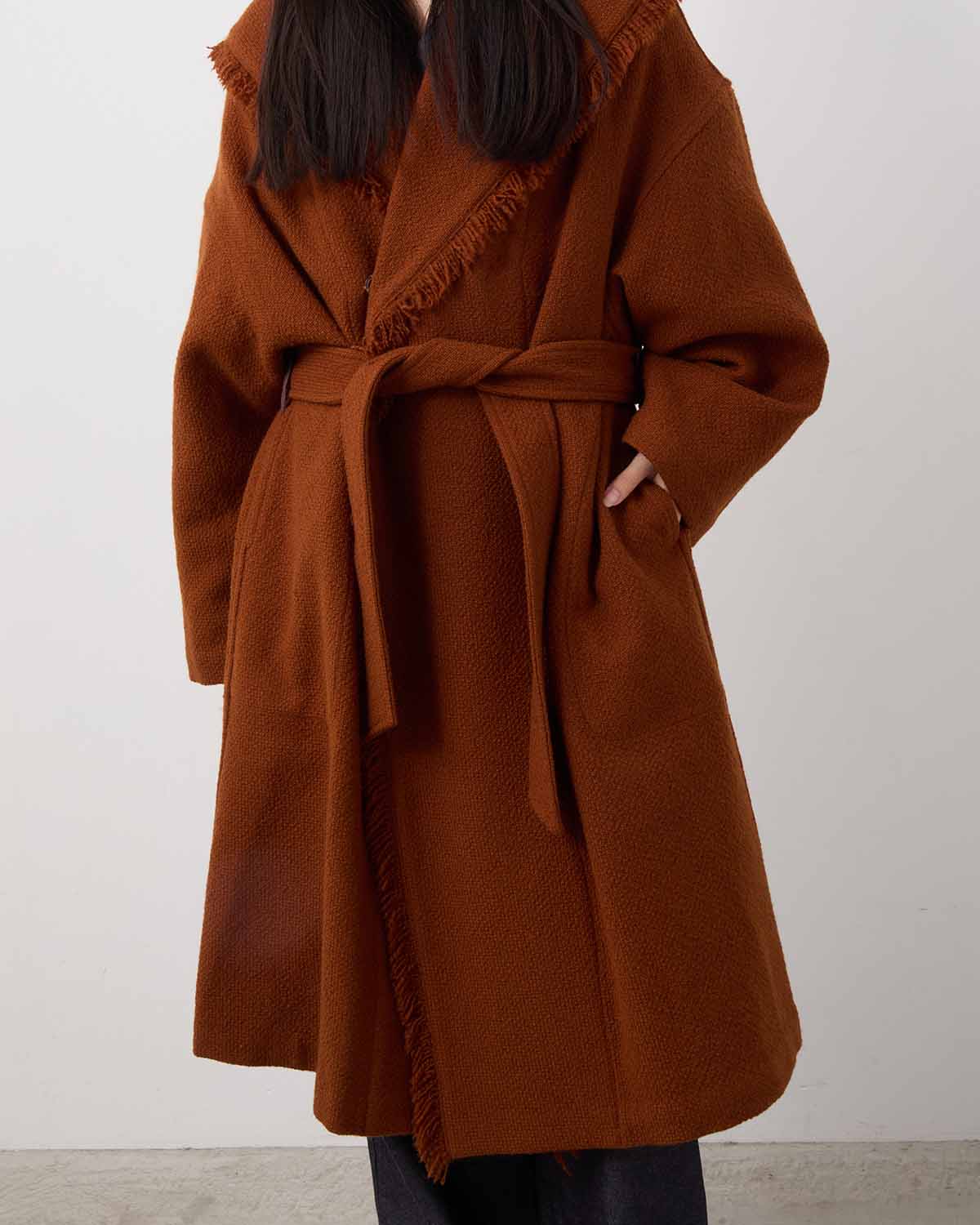WOOL HAIRLINE ROBE COAT