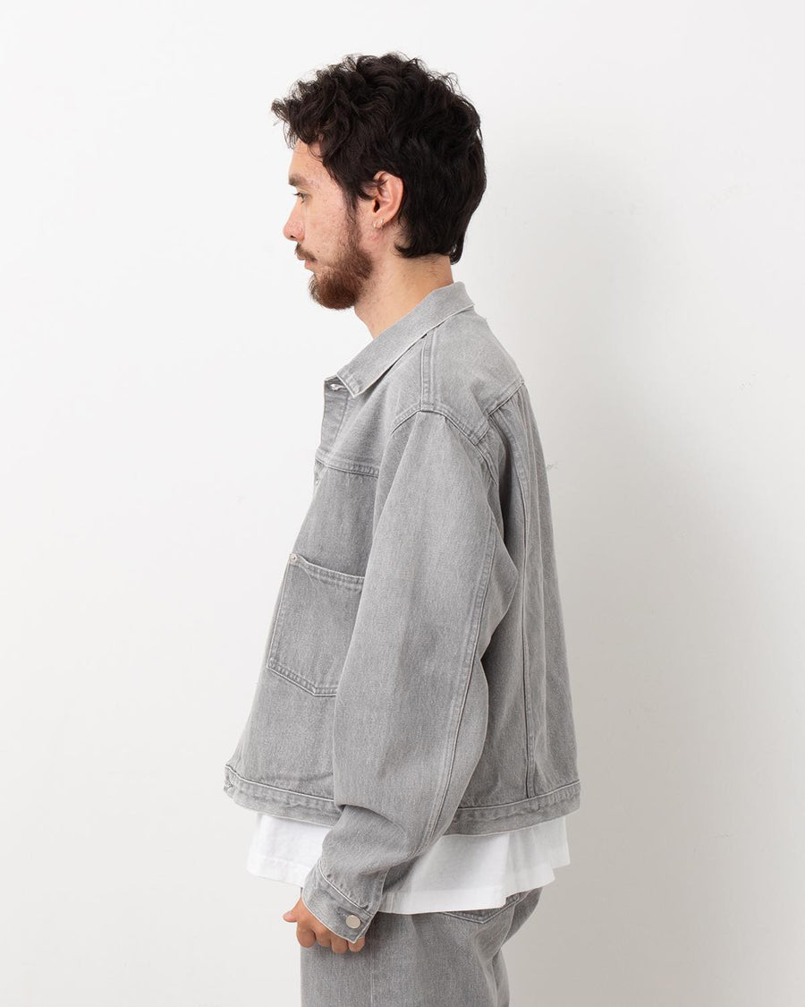 UNLIKELY TIME TRAVEL TRUCKER JACKET GRAY DENIM – COVERCHORD