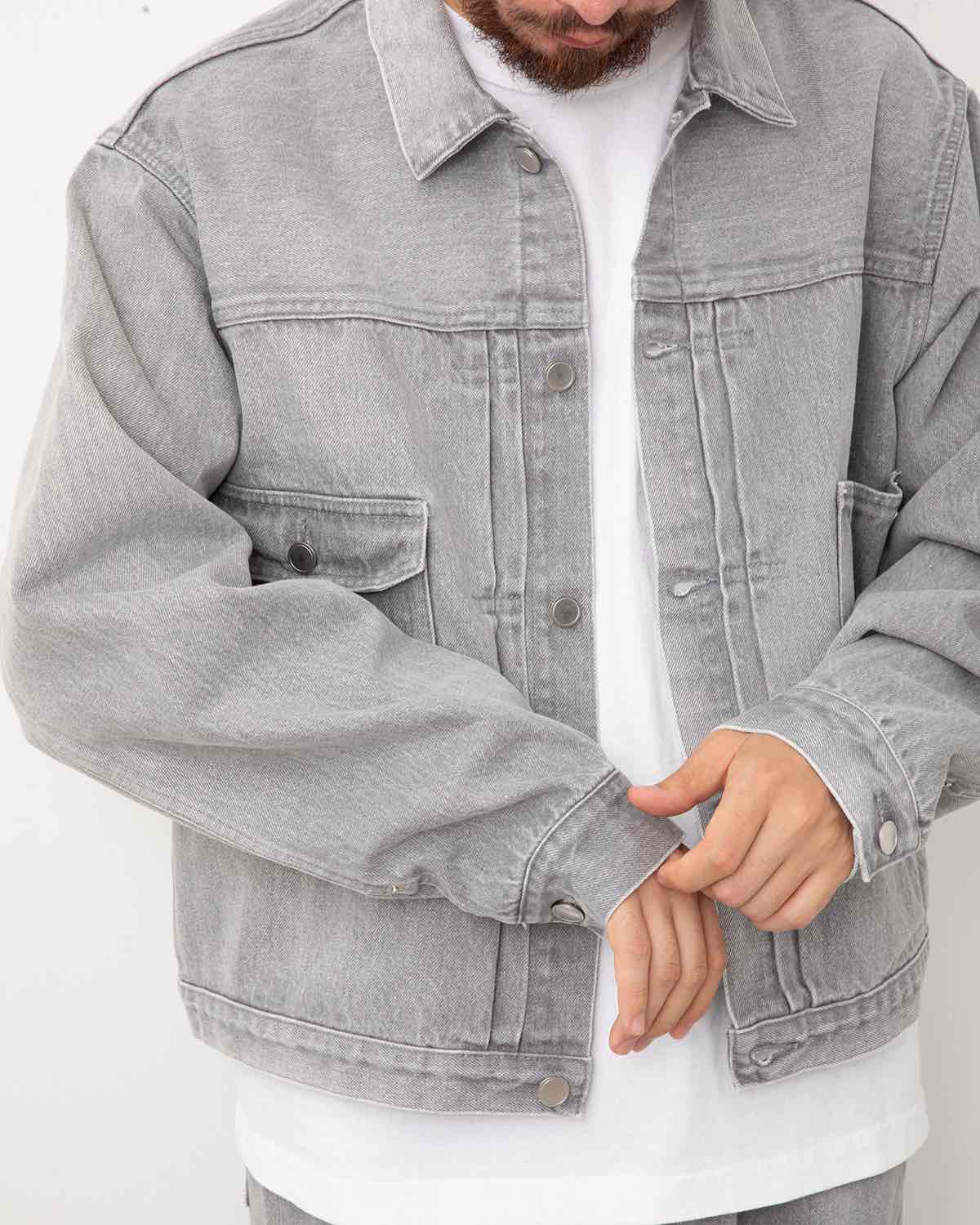 UNLIKELY TIME TRAVEL TRUCKER JACKET GRAY DENIM