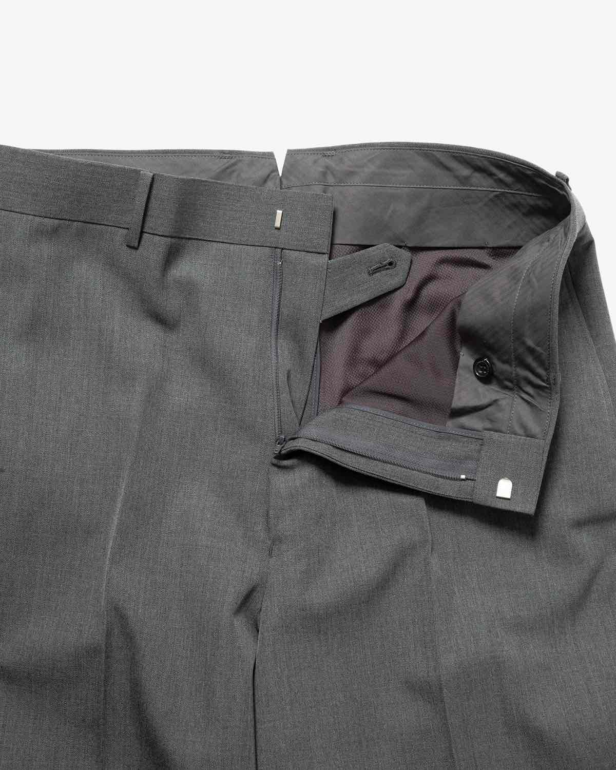 UNLIKELY BACK STRAP PLAIN FRONT TROUSERS WOOL SERGE