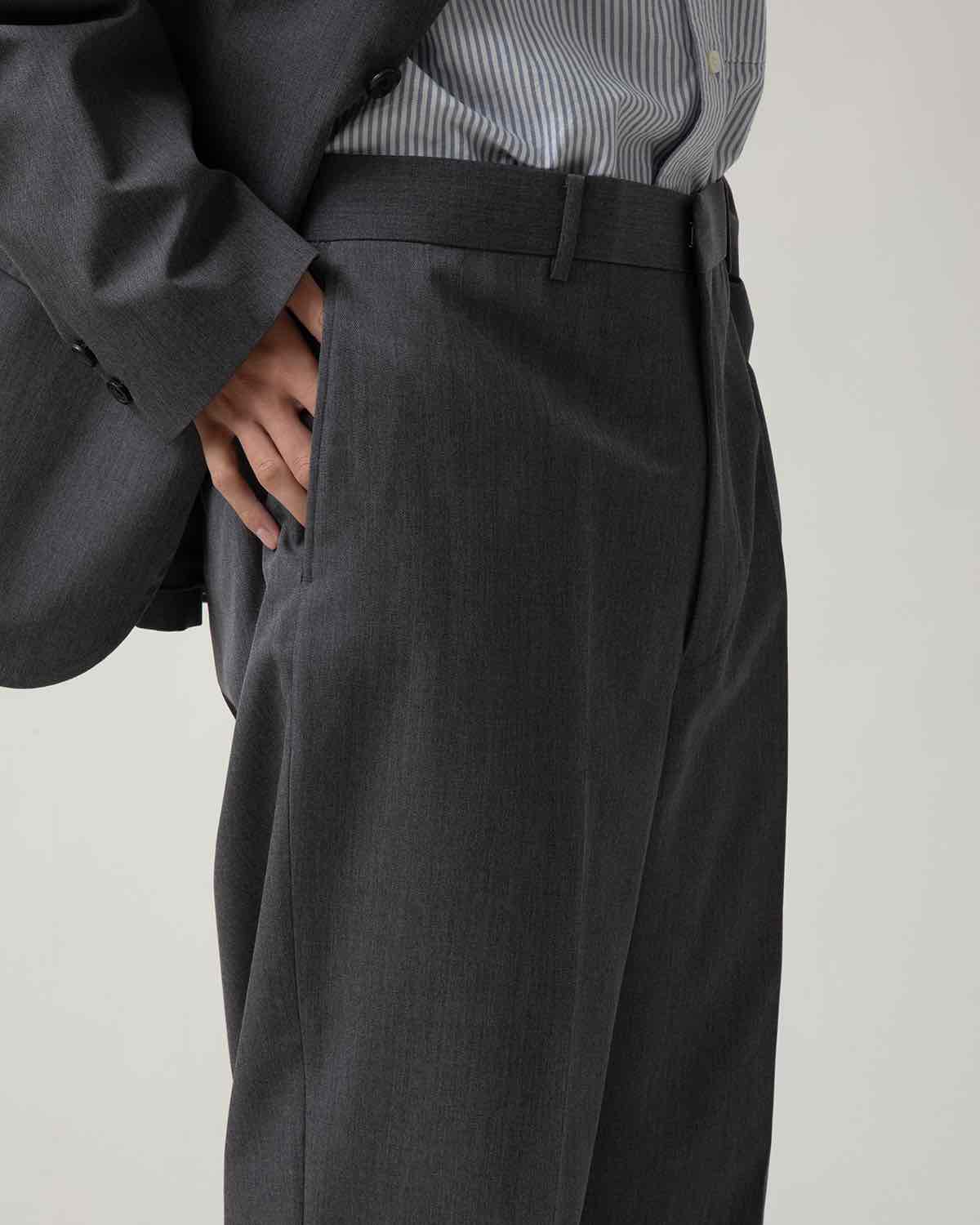 UNLIKELY BACK STRAP PLAIN FRONT TROUSERS WOOL SERGE