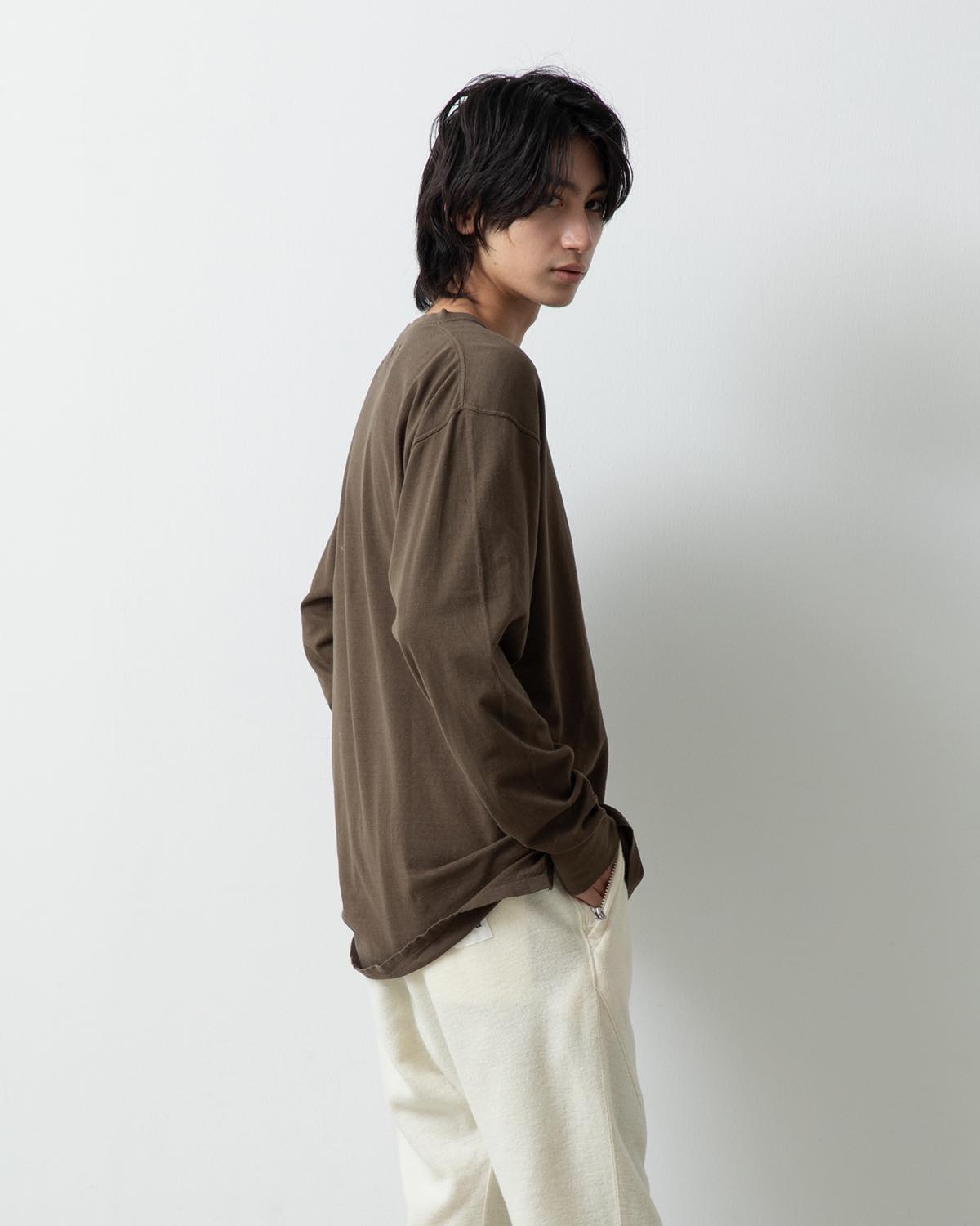 MONK L/S TEE COTTON PAPER JERSEY OVERDYED