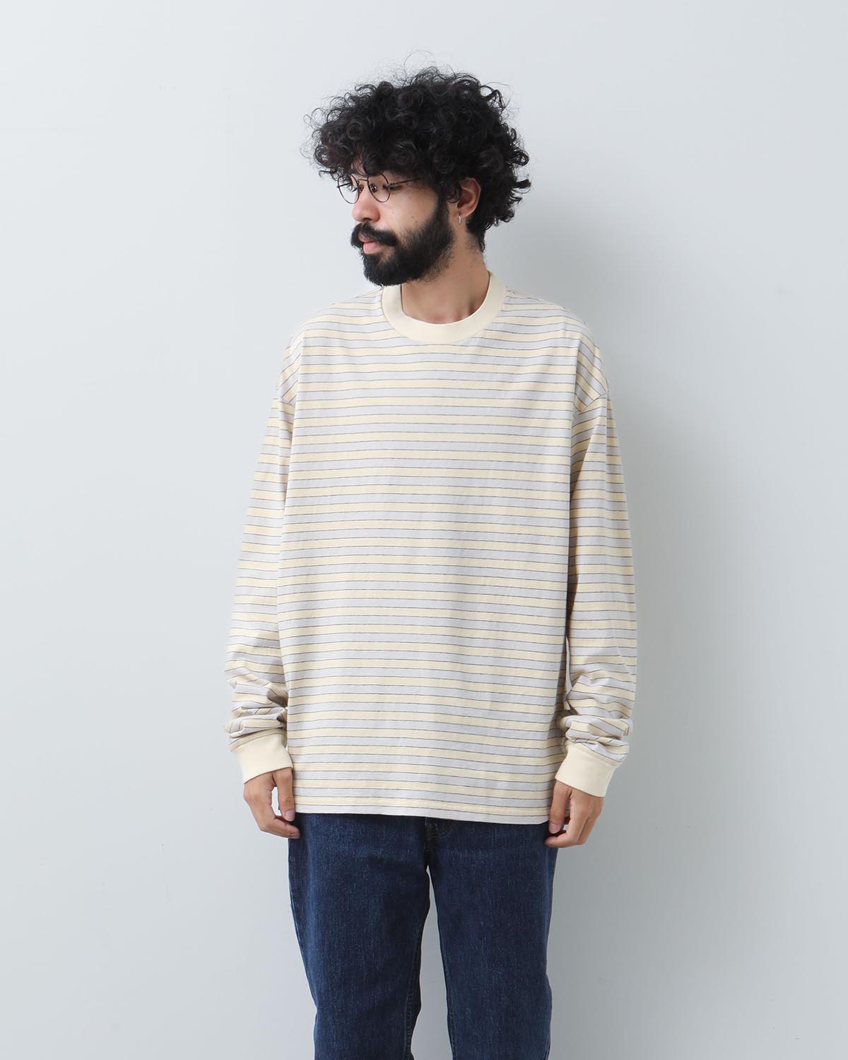 LONG SLEEVE BORDER T-SHIRT