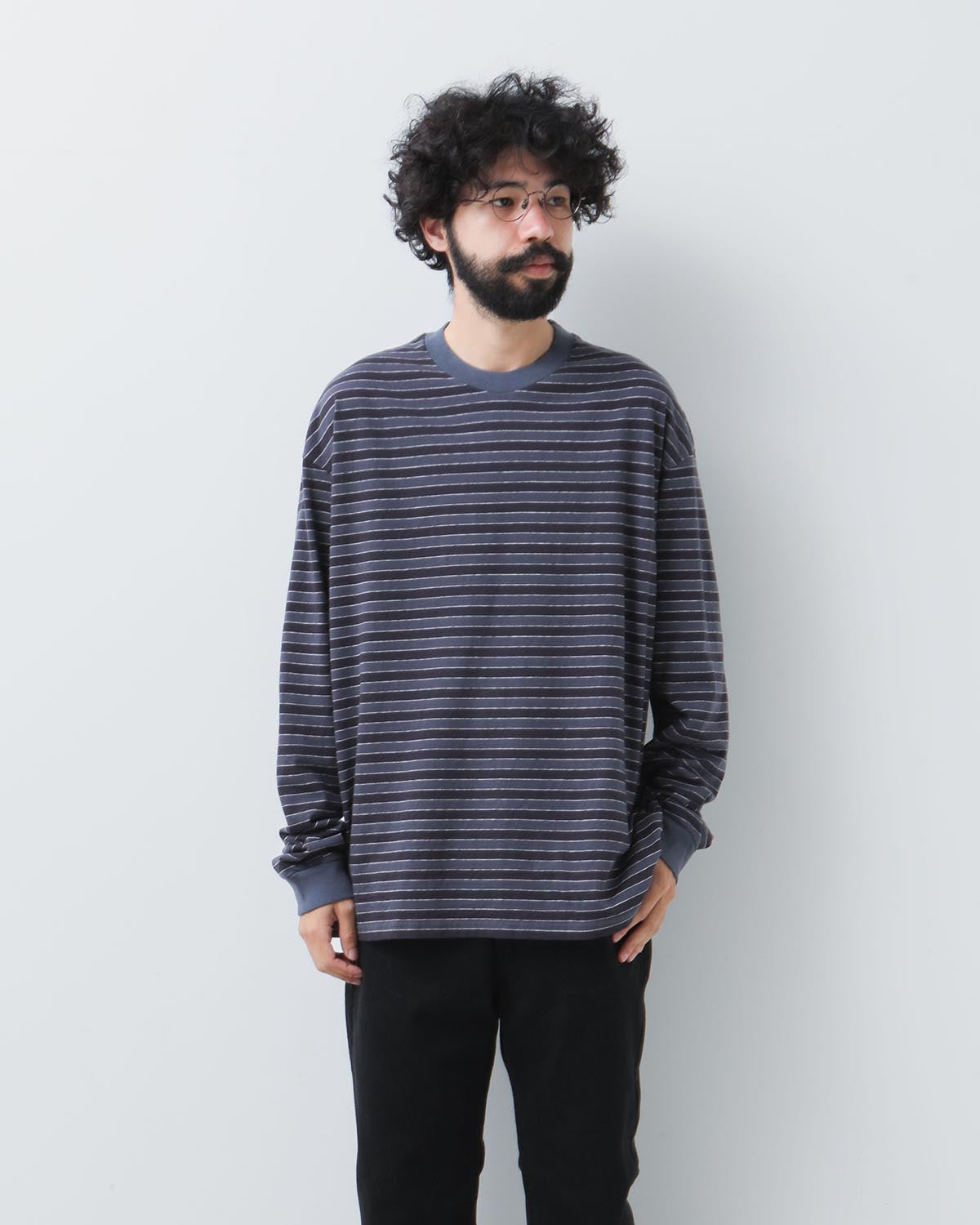 LONG SLEEVE BORDER T-SHIRT