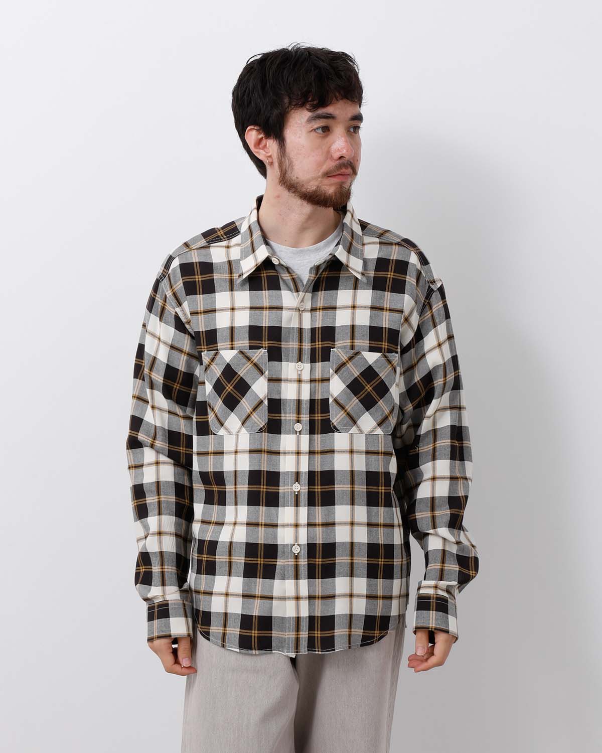 LONG SLEEVE RAYON CHECK SHIRT