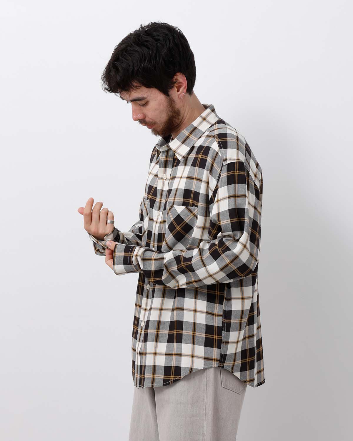 LONG SLEEVE RAYON CHECK SHIRT