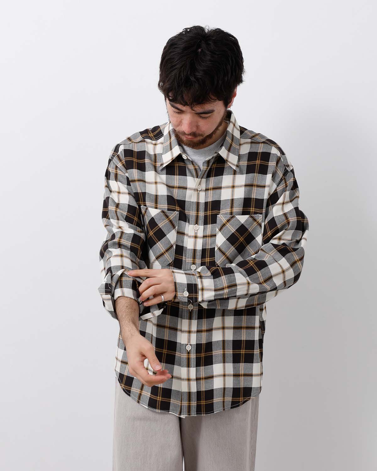 LONG SLEEVE RAYON CHECK SHIRT