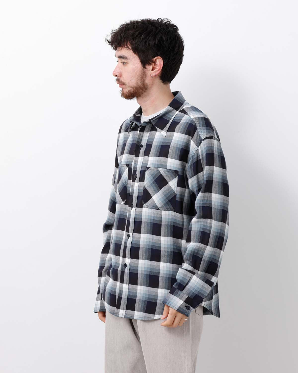 LONG SLEEVE RAYON CHECK SHIRT