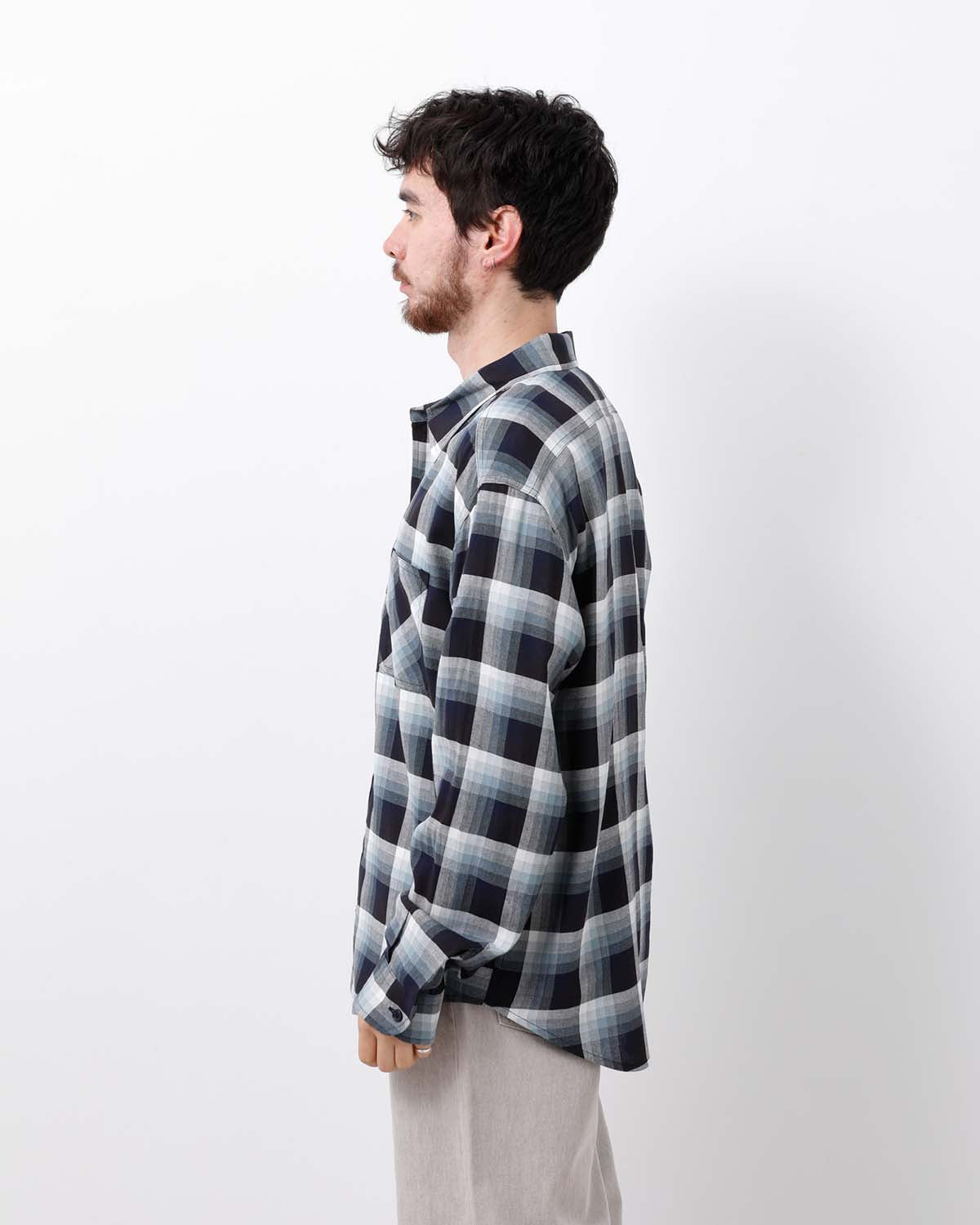 LONG SLEEVE RAYON CHECK SHIRT