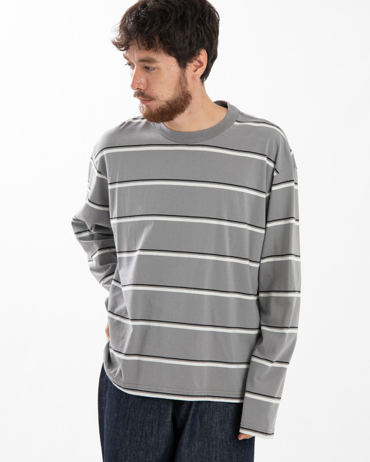 LONG SLEEVE BORDER T-SHIRT