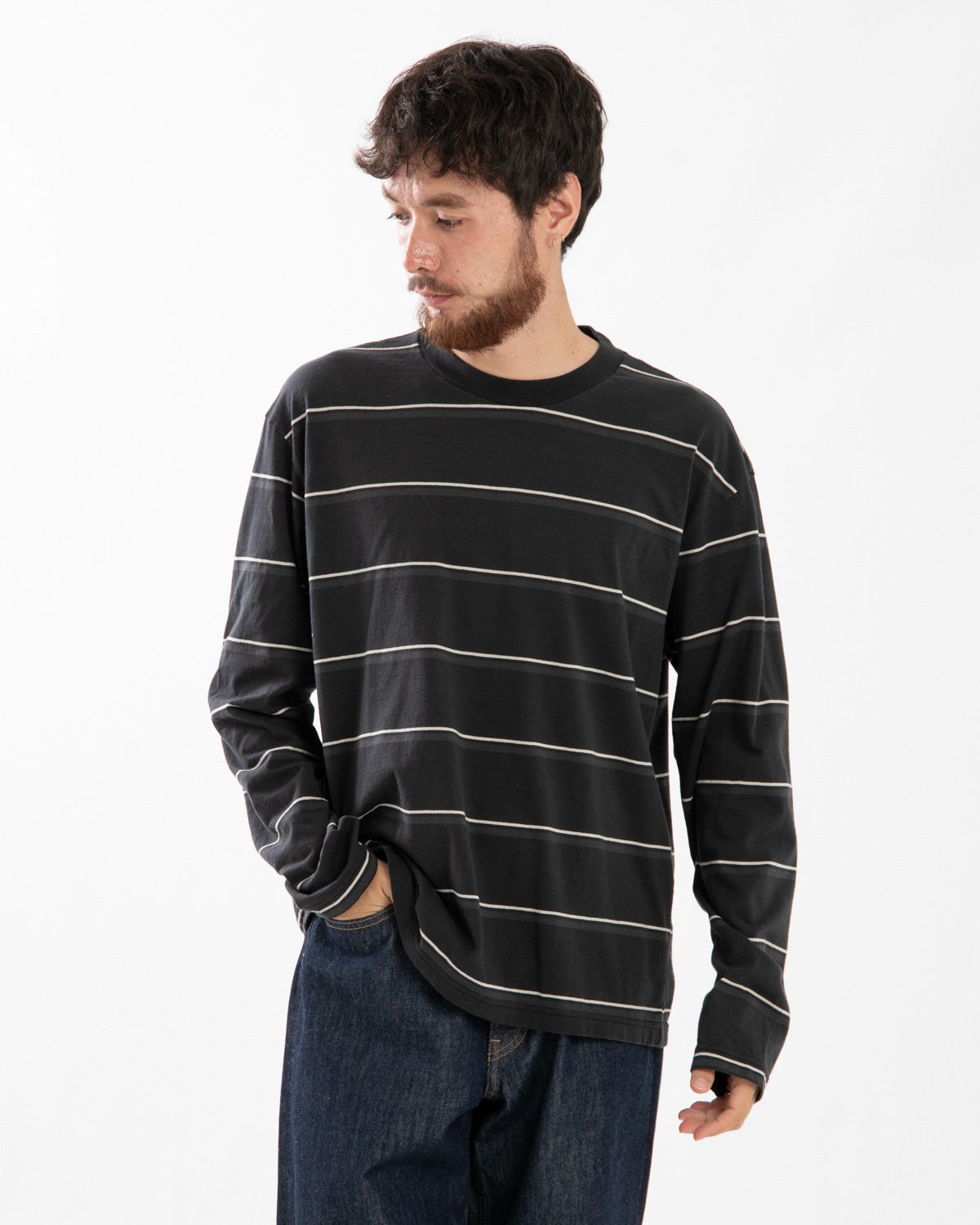 LONG SLEEVE BORDER T-SHIRT