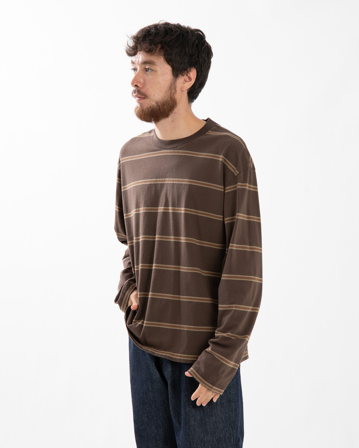 LONG SLEEVE BORDER T-SHIRT