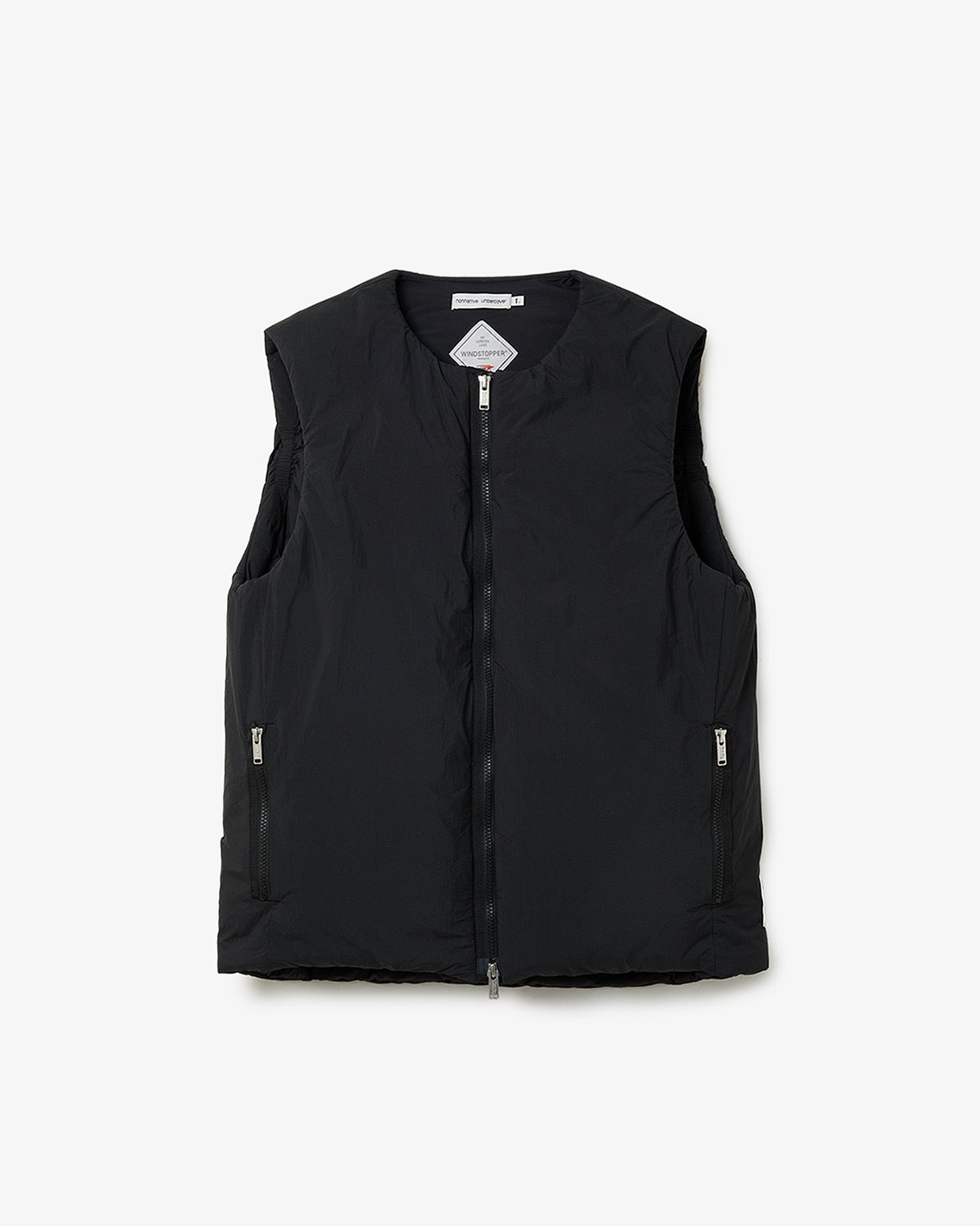 MONK DOWN VEST NYLON TYPEWRITER WITH WINDSTOPPER®