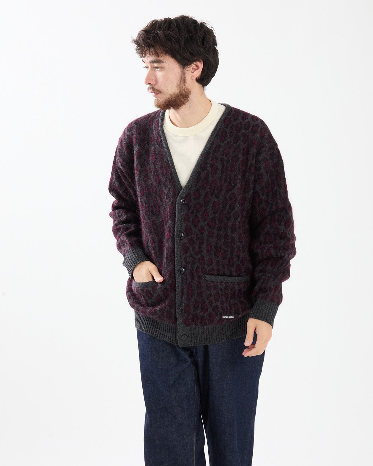LEOPARD MOHAIR JACQUARD CARDIGAN