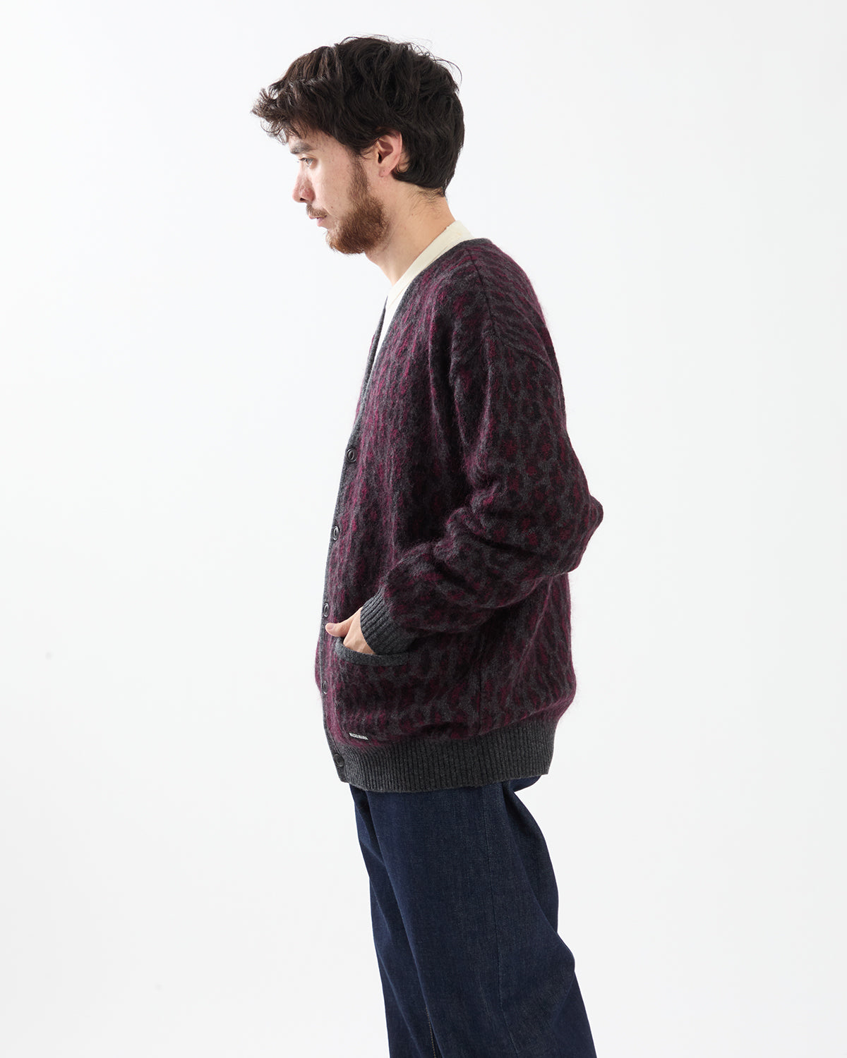 LEOPARD MOHAIR JACQUARD CARDIGAN
