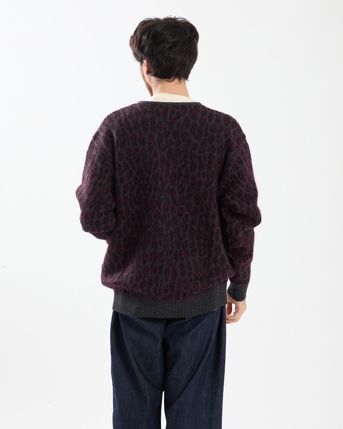 LEOPARD MOHAIR JACQUARD CARDIGAN