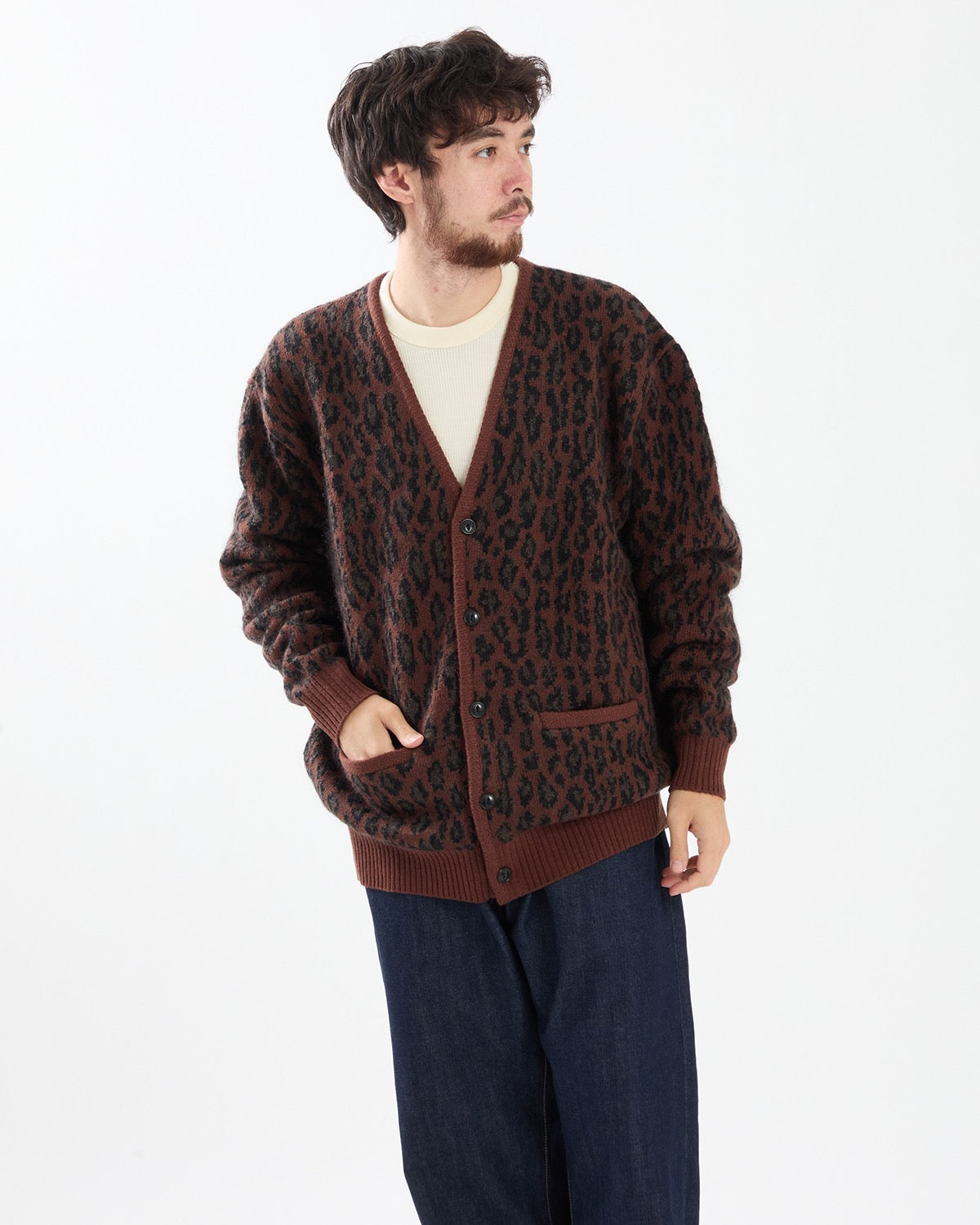LEOPARD MOHAIR JACQUARD CARDIGAN