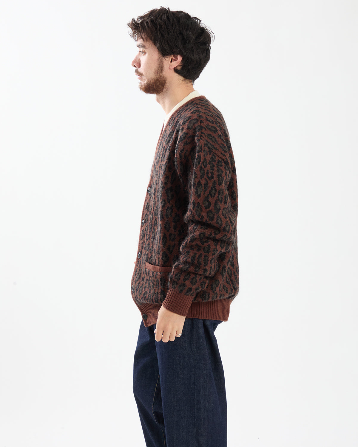 LEOPARD MOHAIR JACQUARD CARDIGAN