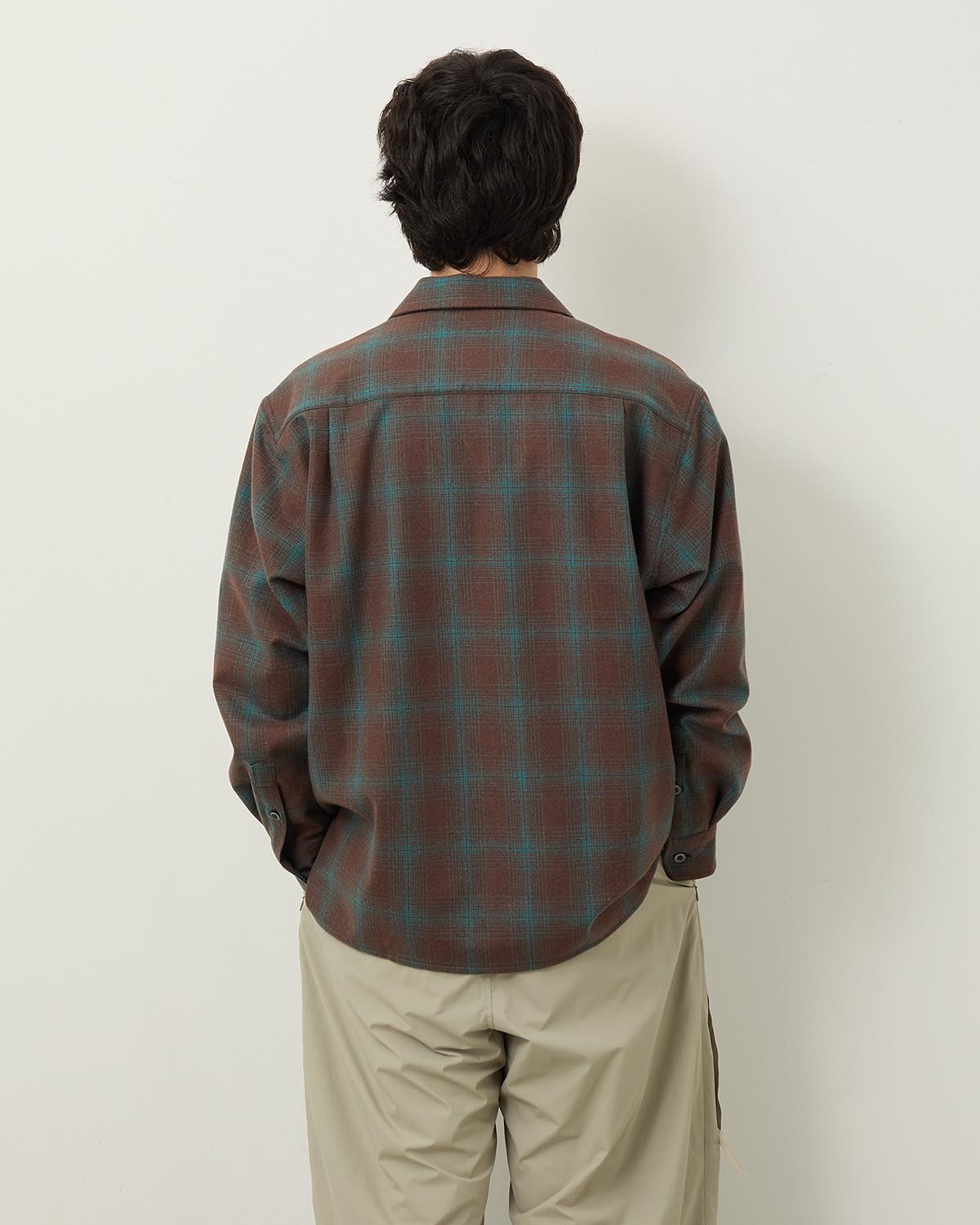 × PENDLETON WOOL OMBRE CHECK OPEN COLLAR SHIRT L/S ( TYPE-3 )